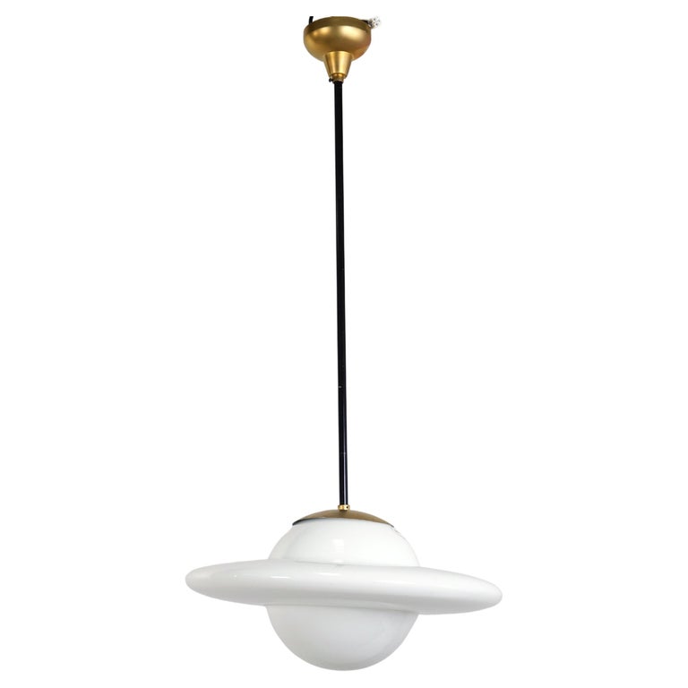 Opaline Saturn Art Deco Pendant Lamp by Philips, 1930's For Sale at 1stDibs