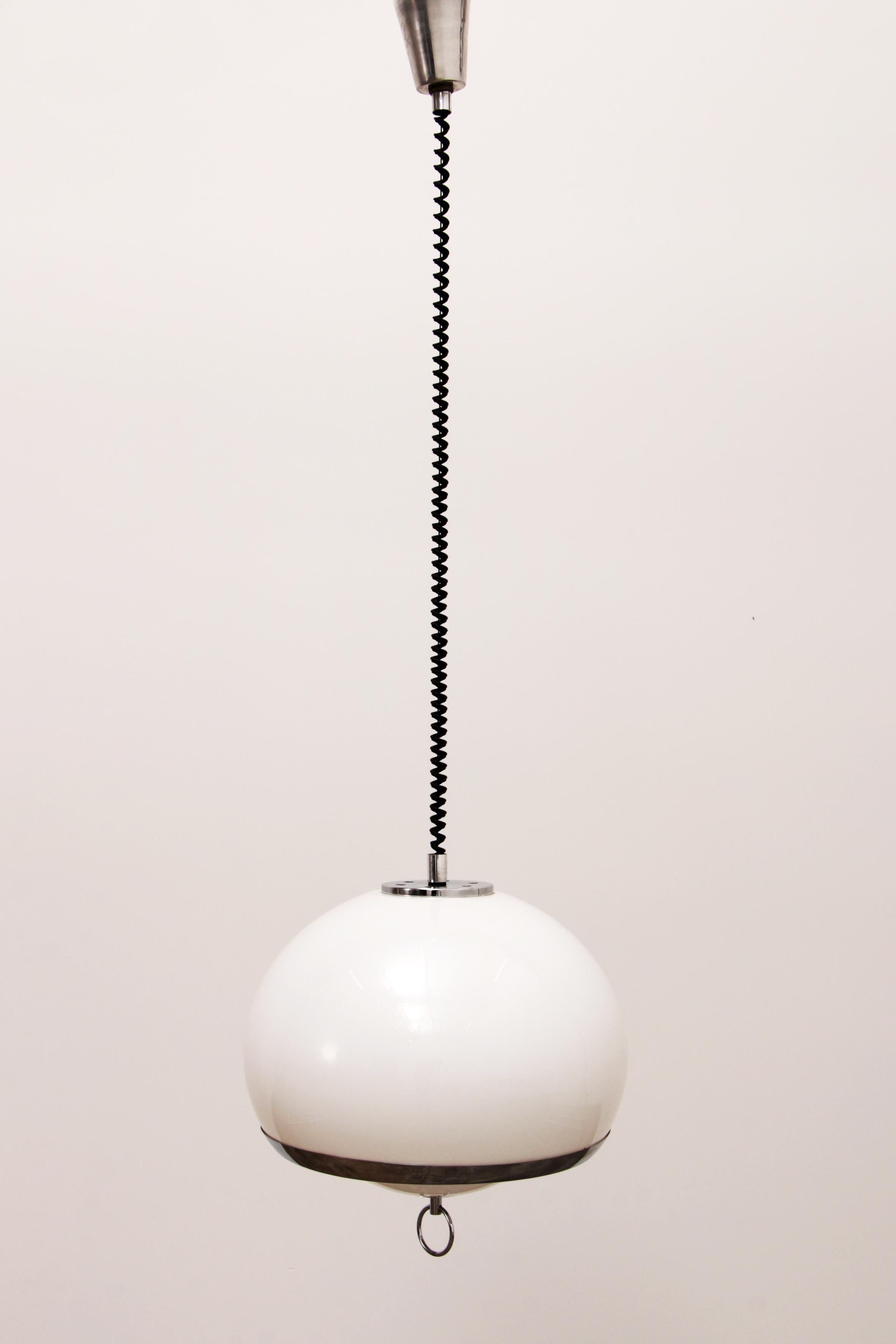 Opaline Space Age German Pendant Lamp with Harmonica Cord For Sale 7