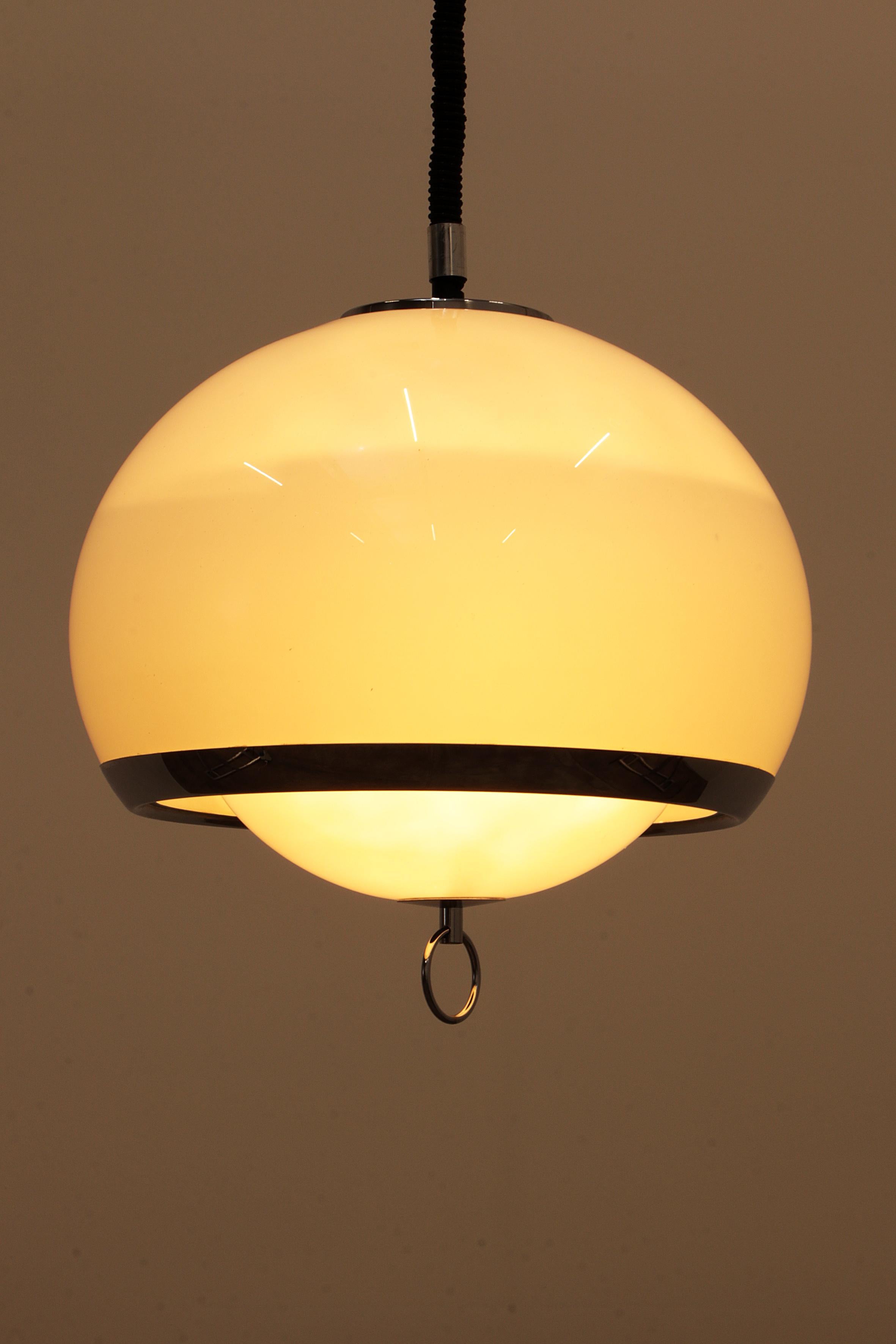 Opaline Space Age German Pendant Lamp with Harmonica Cord For Sale 8