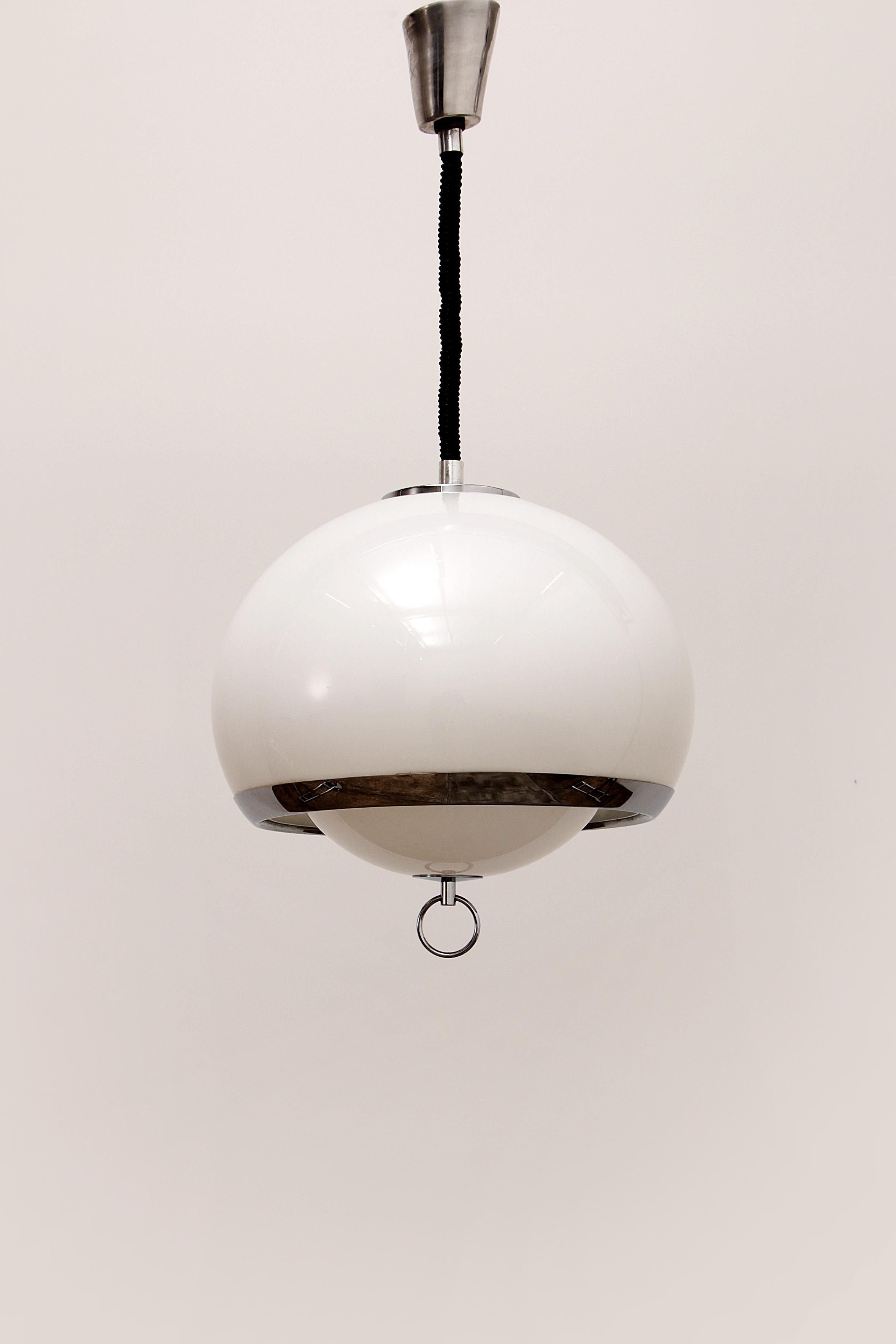 Opaline Space Age German Pendant Lamp with Harmonica Cord For Sale 10