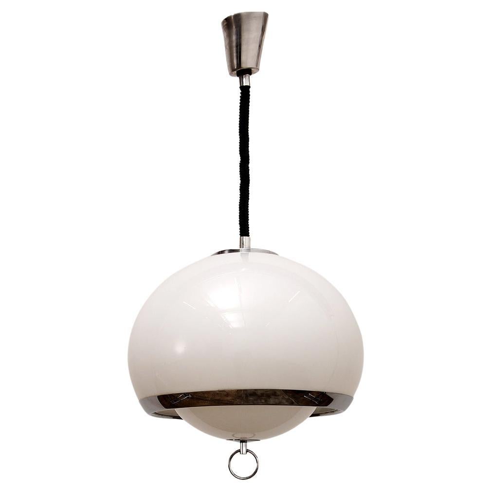 Opaline Space Age German Pendant Lamp with Harmonica Cord For Sale