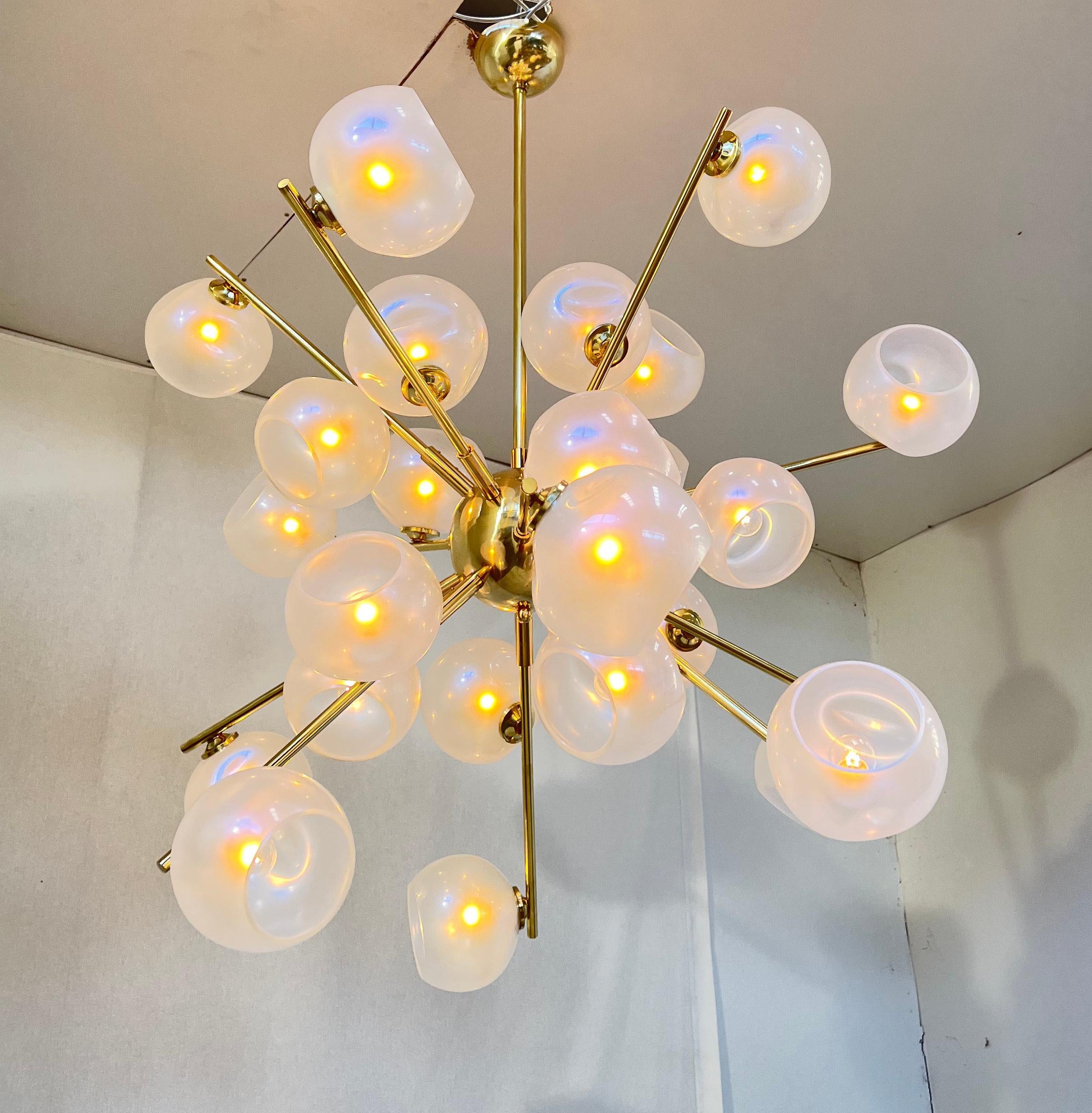 Opaline Sputnik Chandelier by Fabio Ltd For Sale 6