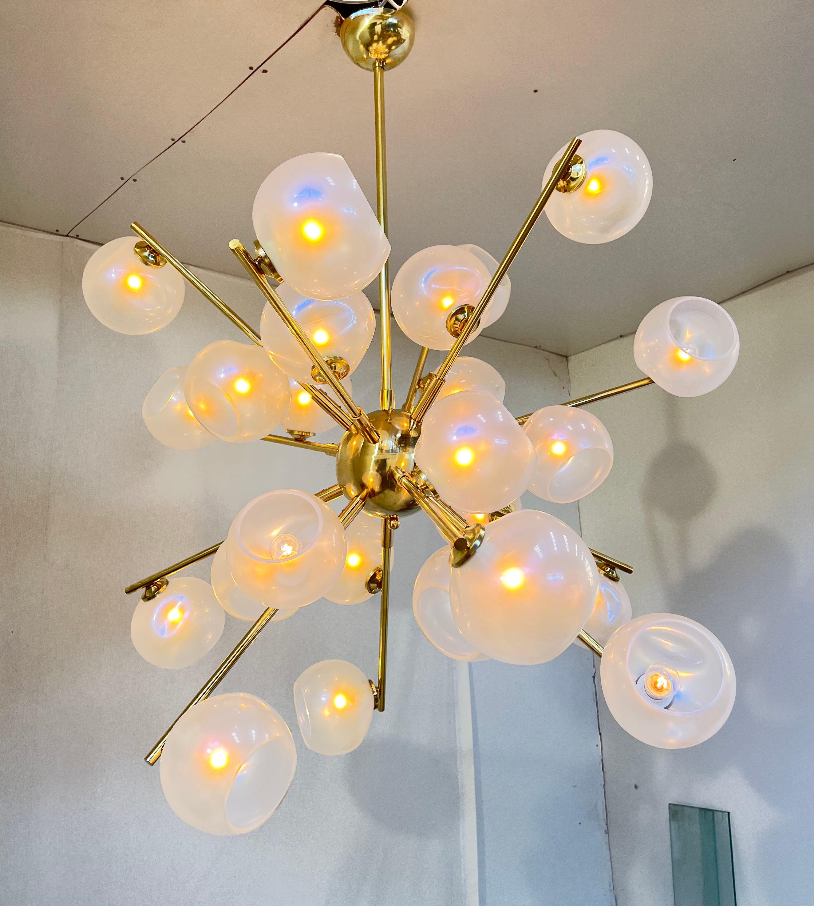 Opaline Sputnik Chandelier by Fabio Ltd For Sale 7