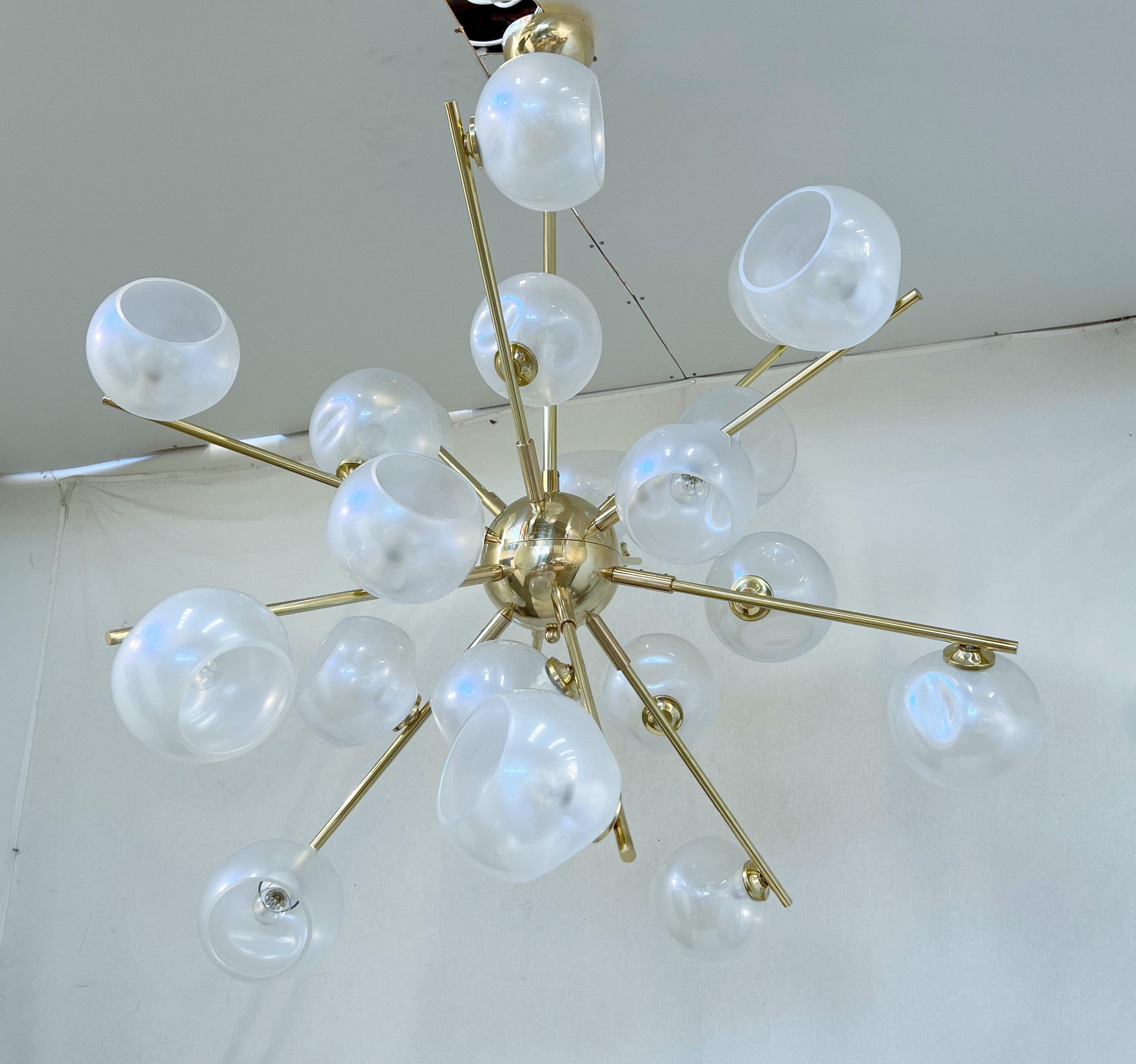 Mid-Century Modern Opaline Sputnik Chandelier by Fabio Ltd For Sale