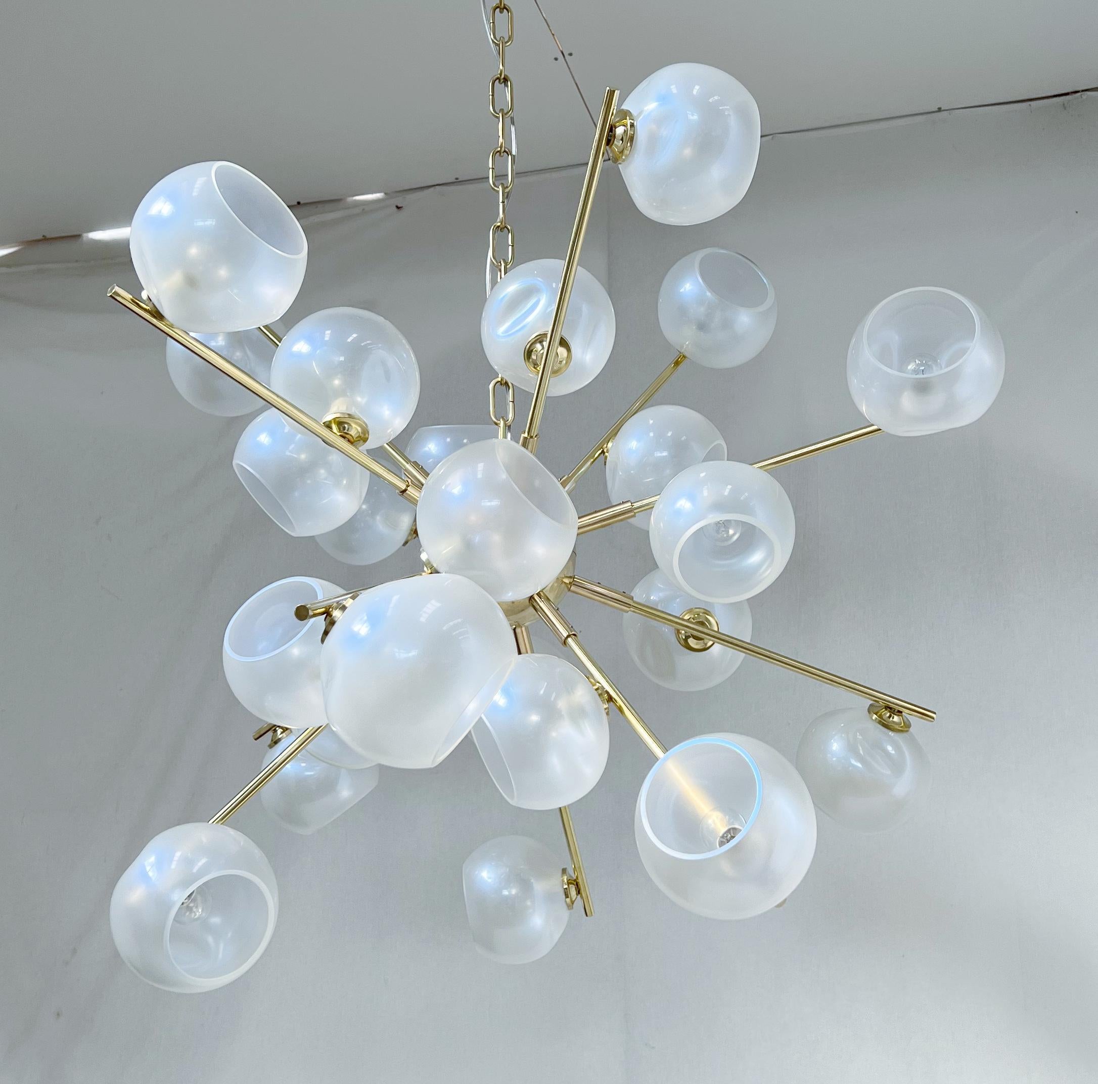 Italian Opaline Sputnik Chandelier by Fabio Ltd For Sale