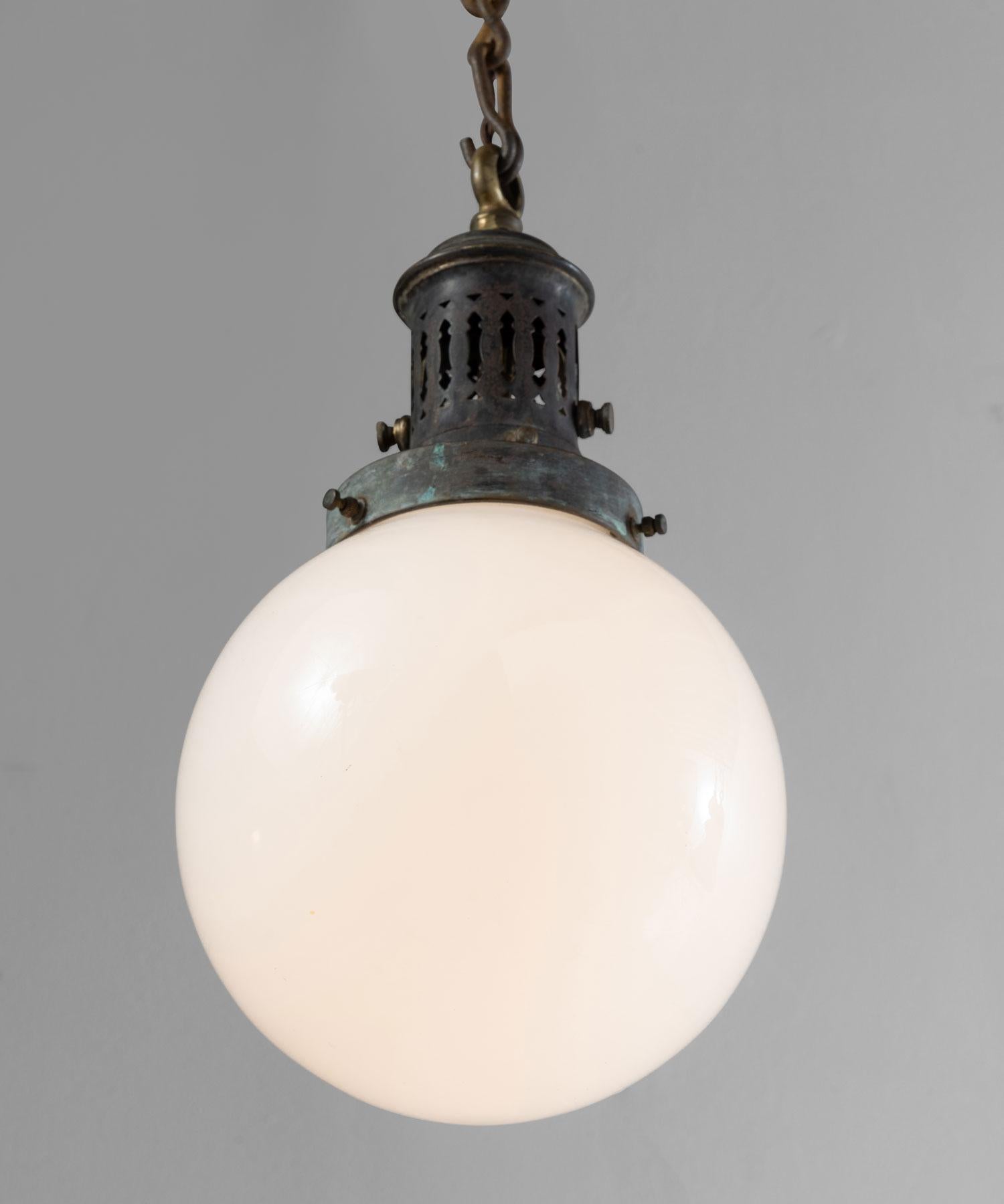 French Opaline Suspension Lamp