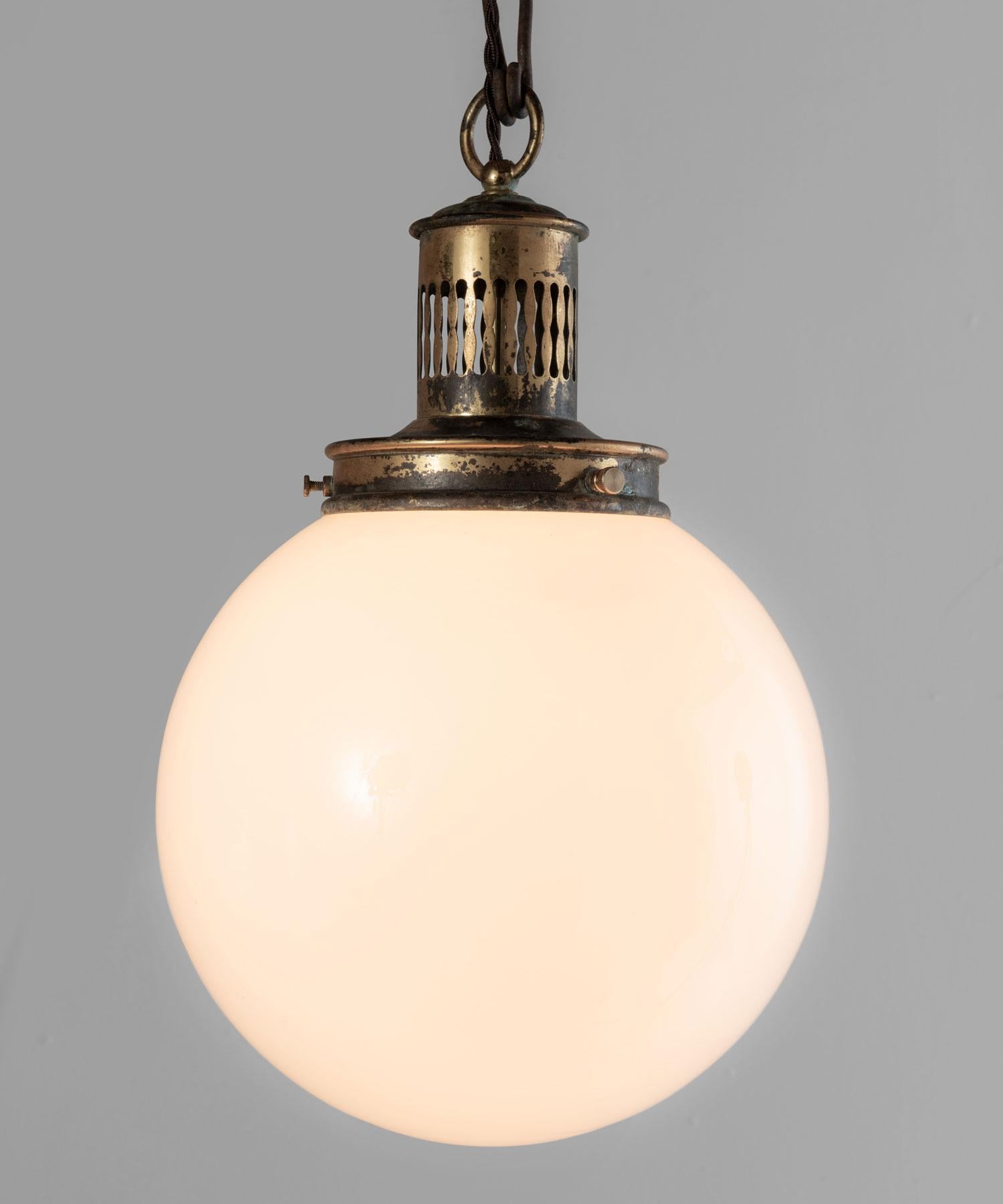 French Opaline Suspension Lamps