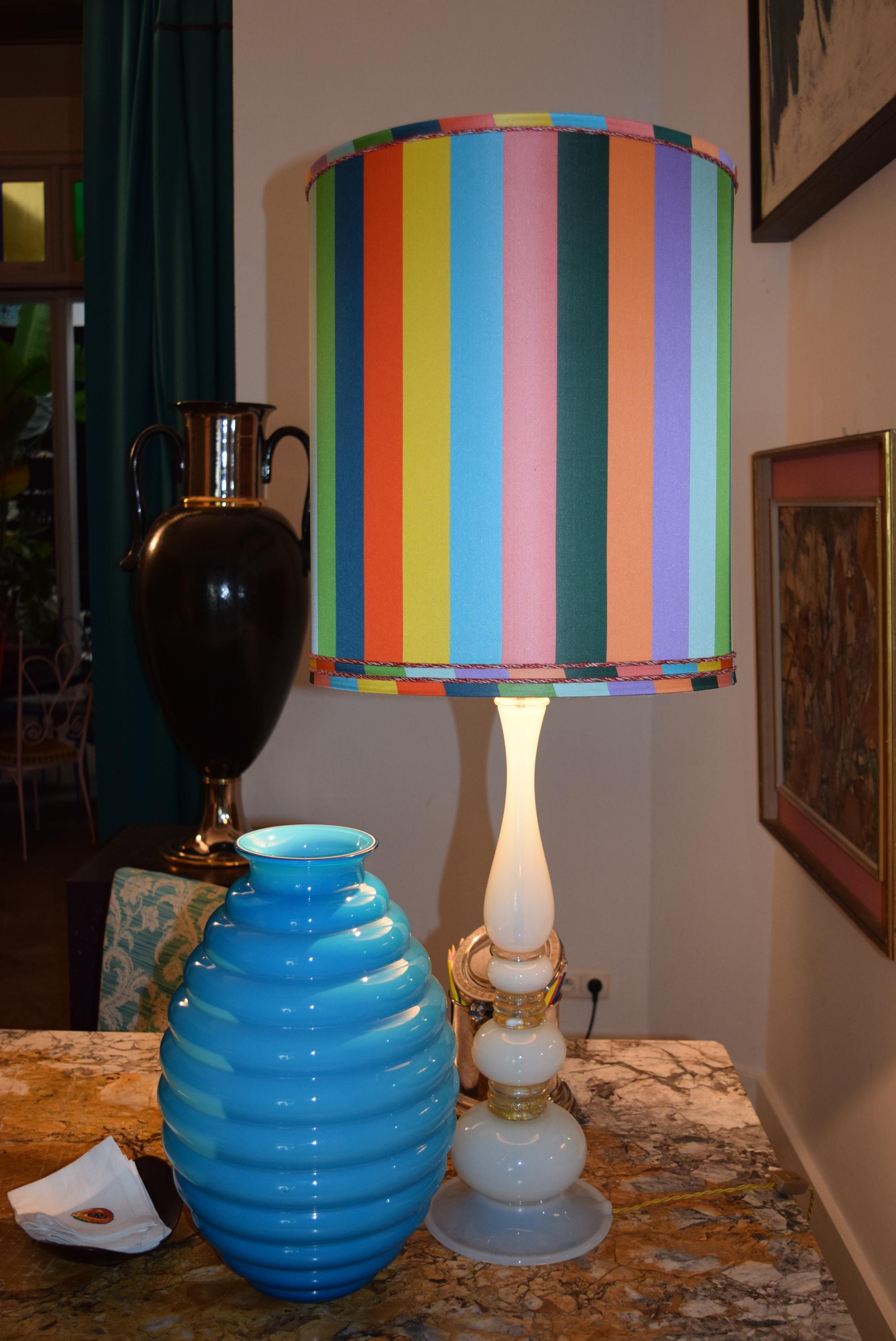 19th Century Opaline Tablelamp with a Custom-Made Shade  For Sale
