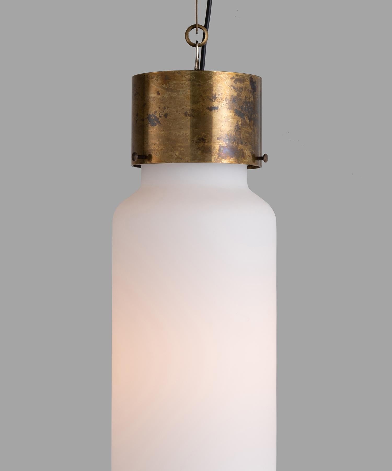 Italian Opaline Tubular Pendant, Made in Italy