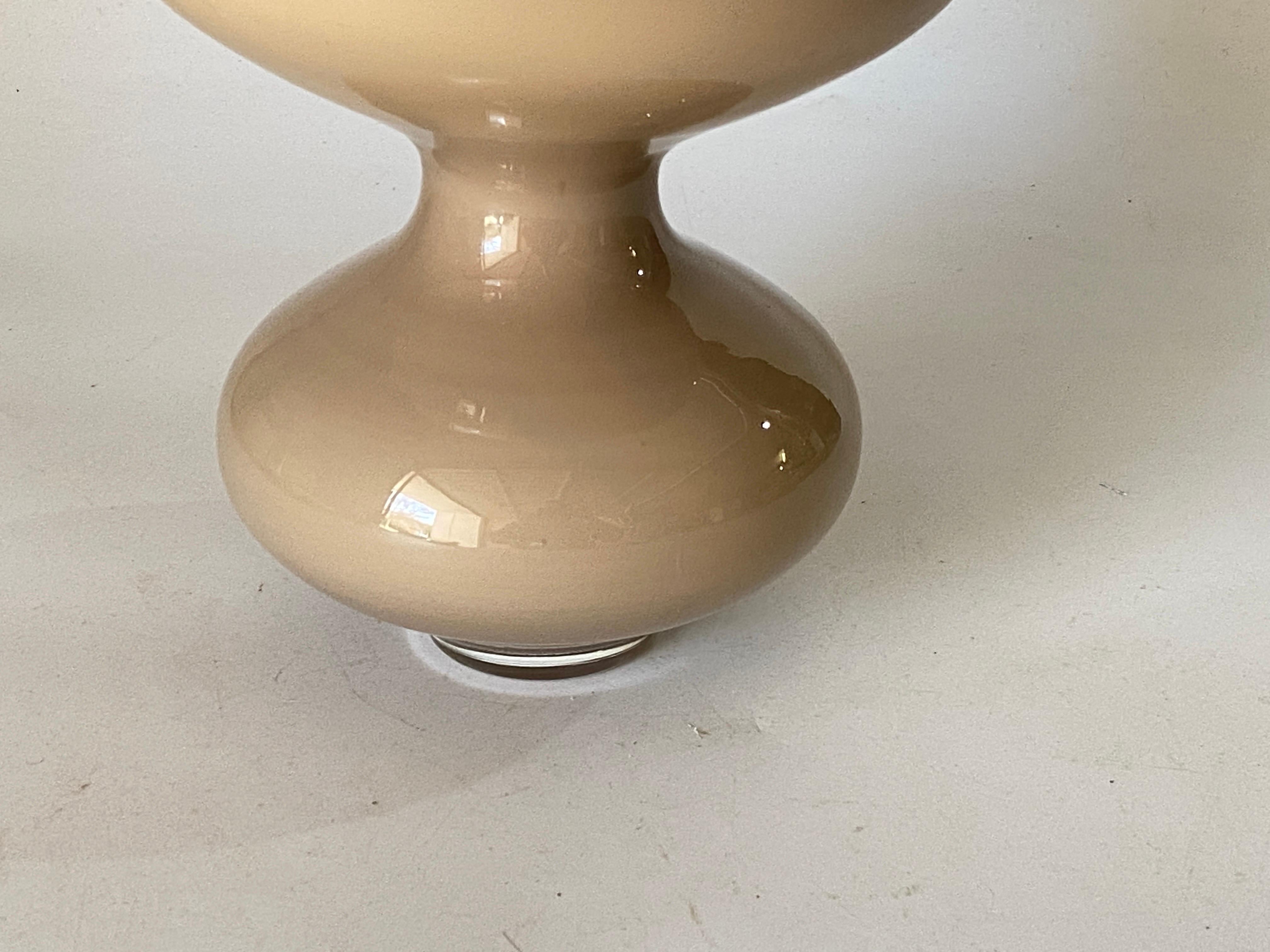 Glass Opaline Vase Handmade in Brown Color Made in 1970, Italy For Sale