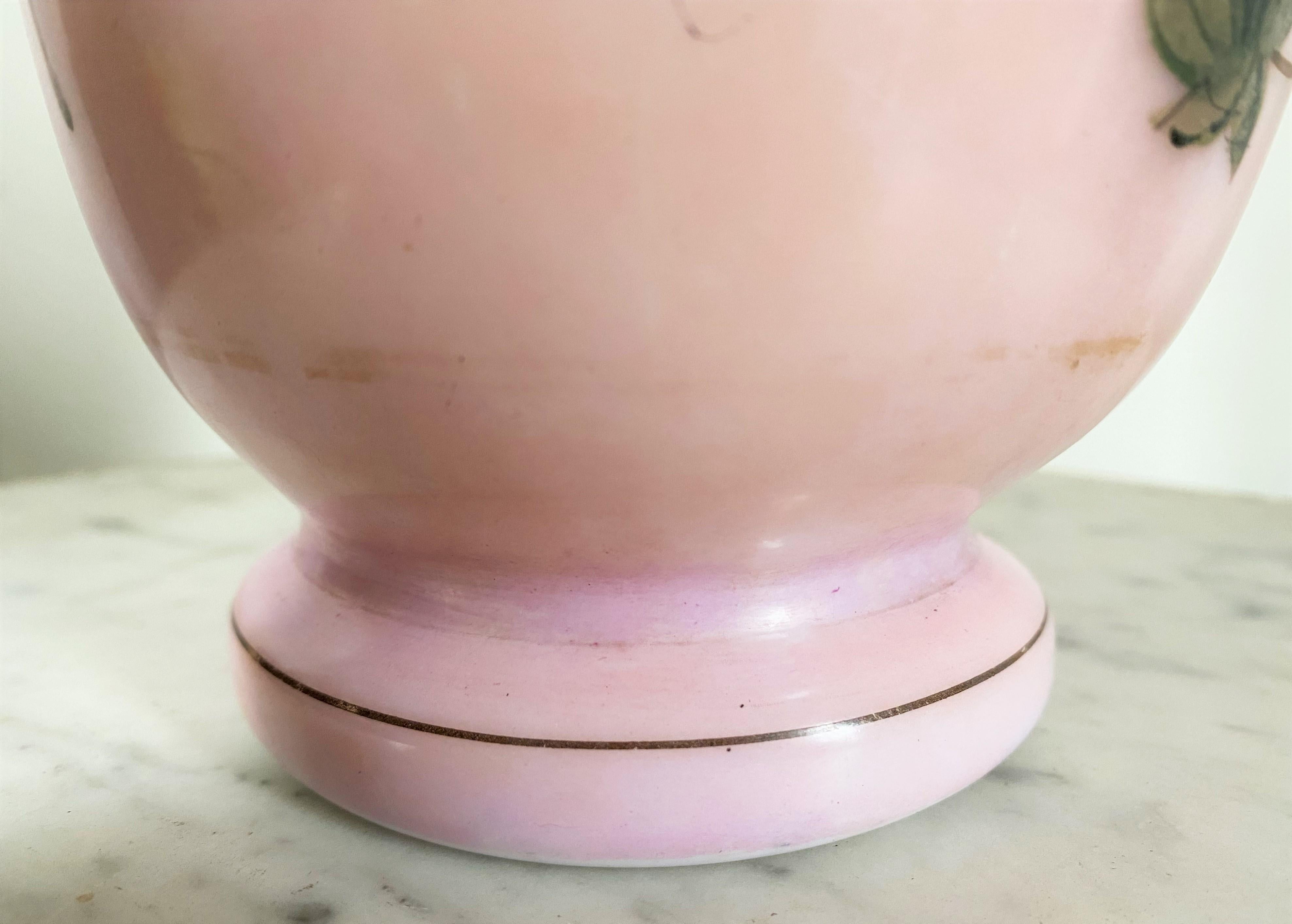 Opaline Glass Opaline Pink Vase Napoleon III Period For Sale