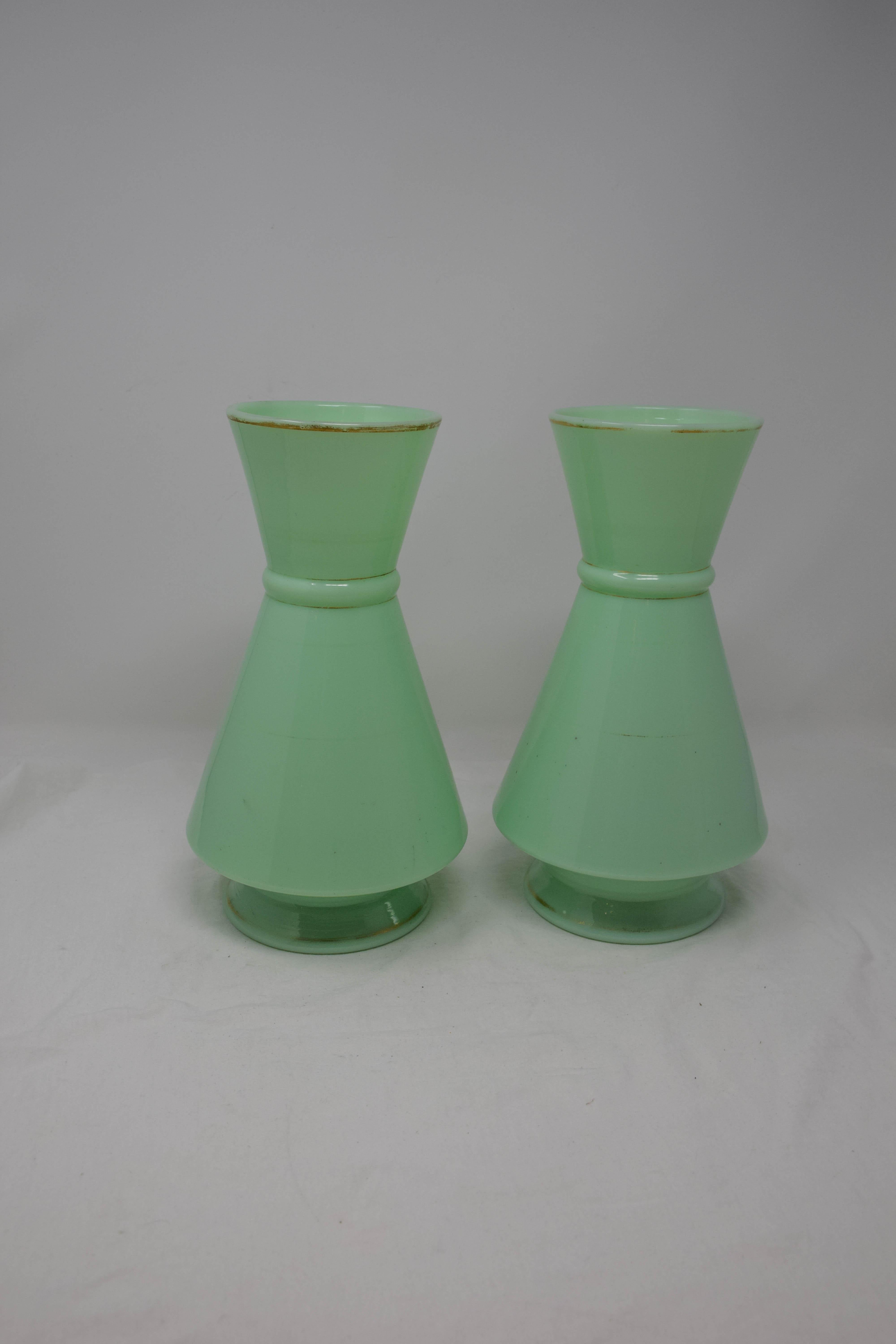 19th Century Opaline Vase Set of 2 For Sale