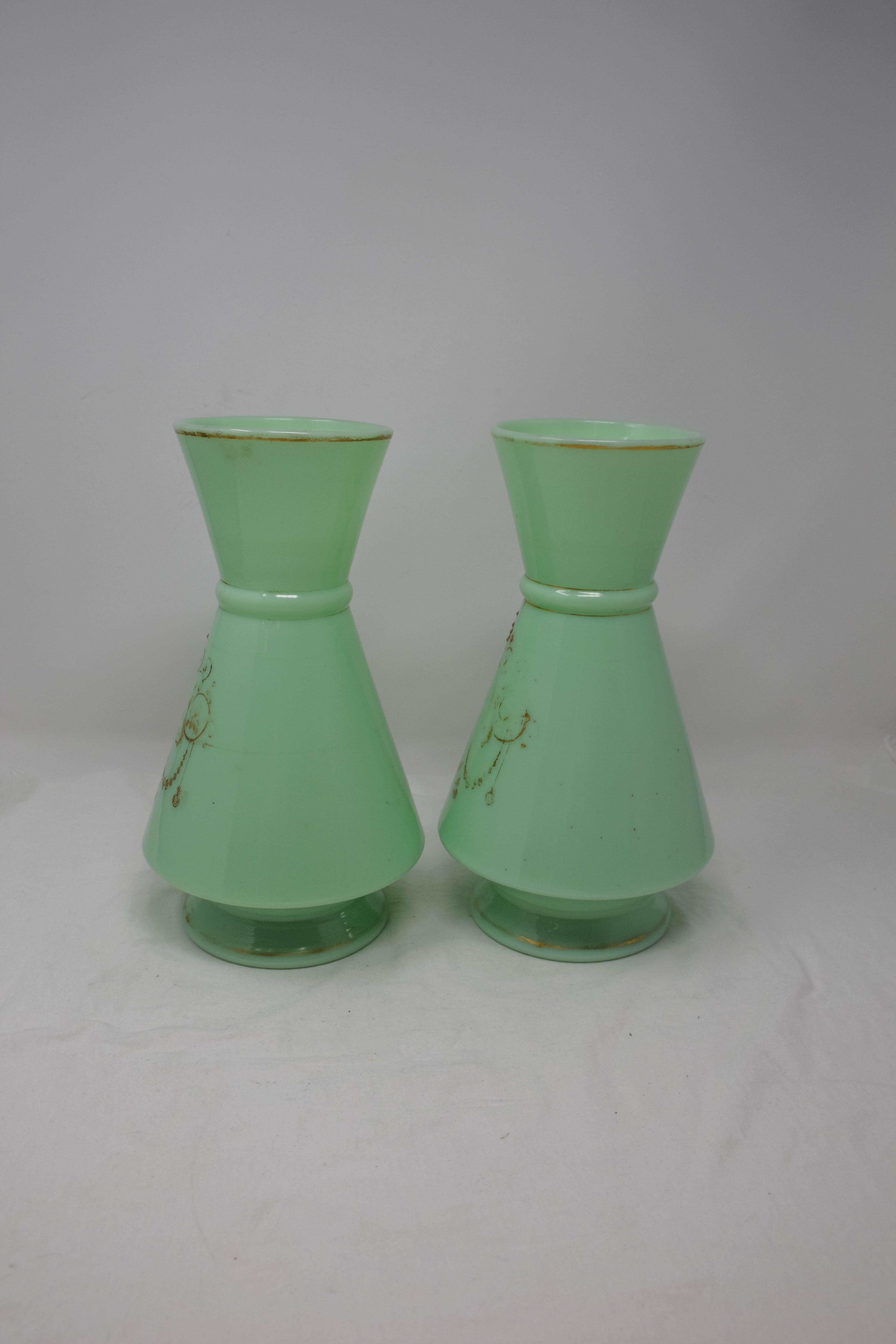 Opaline Glass Opaline Vase Set of 2 For Sale