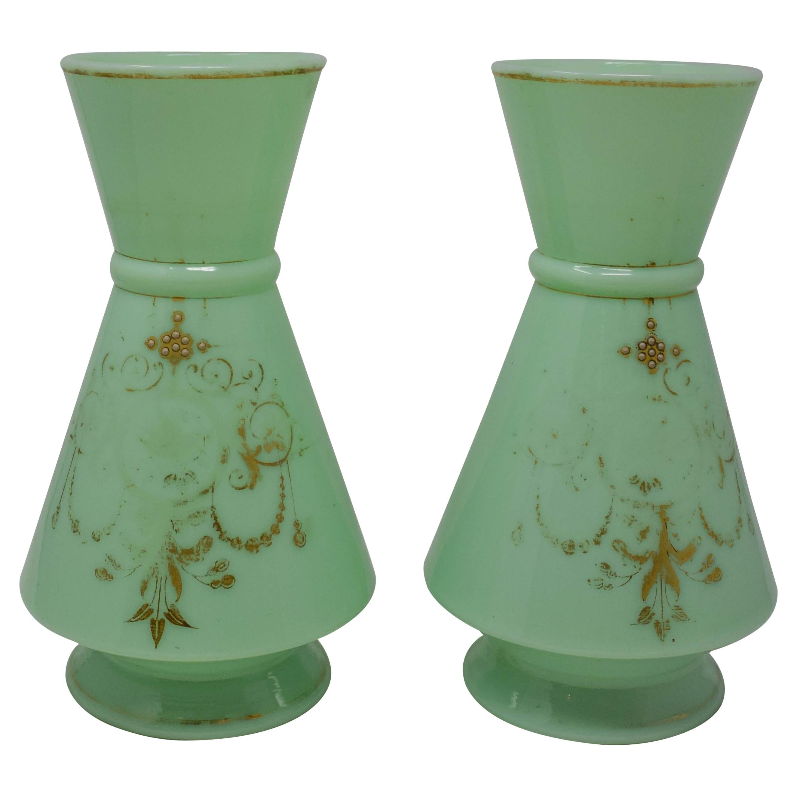 Opaline Vase Set of 2 For Sale