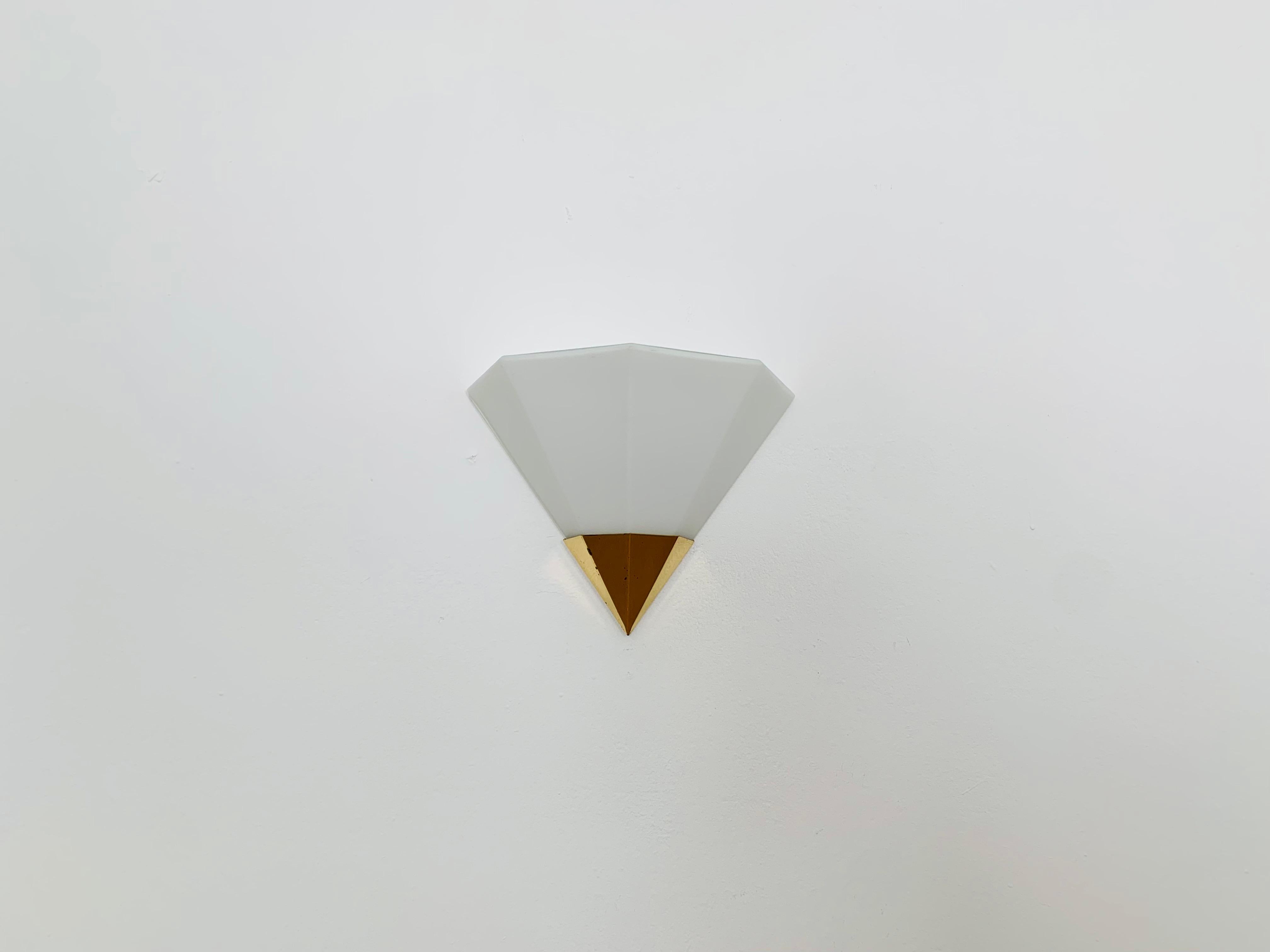 Mid-Century Modern Opaline Wall Lamp by Glashütte Limburg For Sale