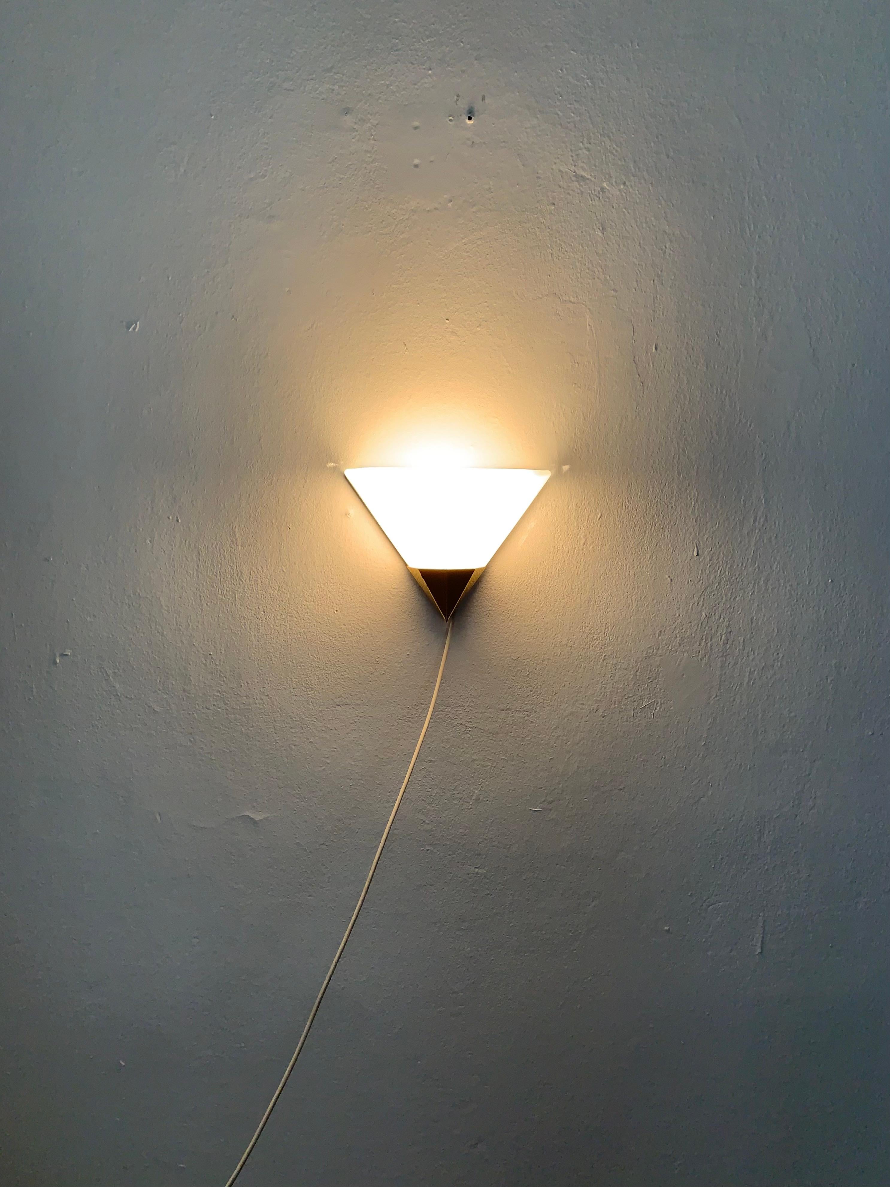 Metal Opaline Wall Lamp by Glashütte Limburg For Sale