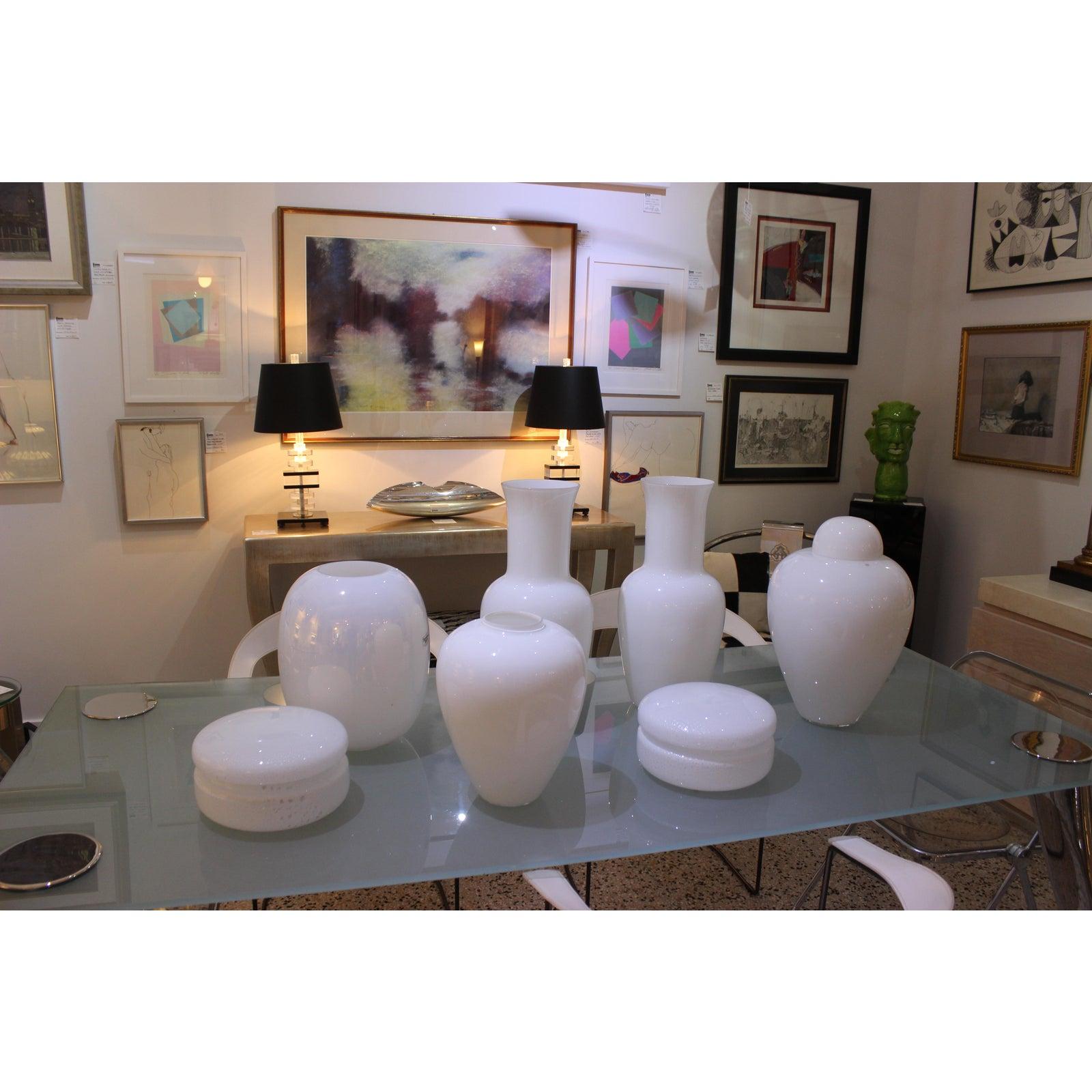 Jarrón de Murano Blanco Opalino de Tomasso Barbi en venta 4