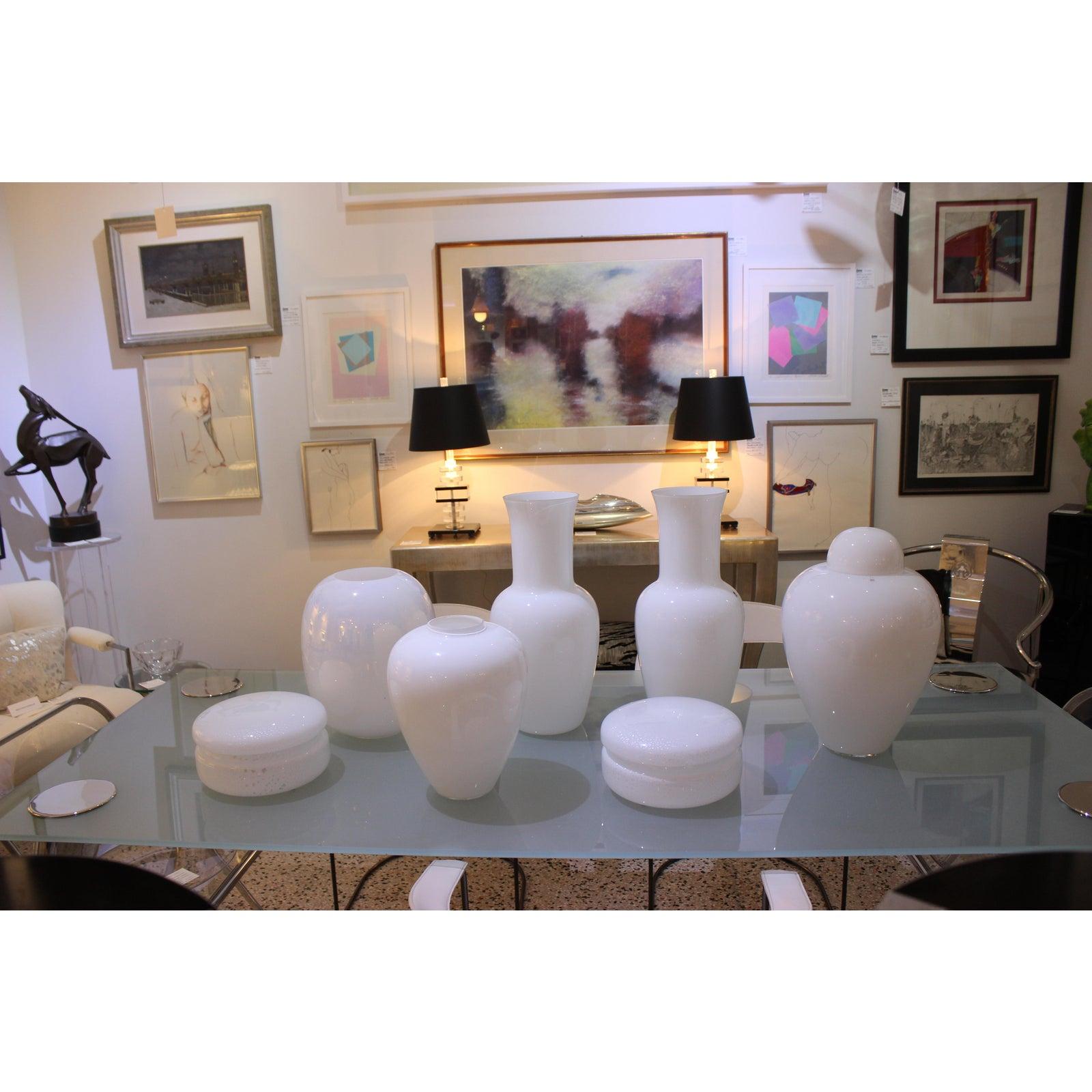 Opaline White Murano Vase For Sale 6