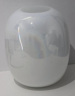 Opaline White Murano Vase by Tomasso Barbi