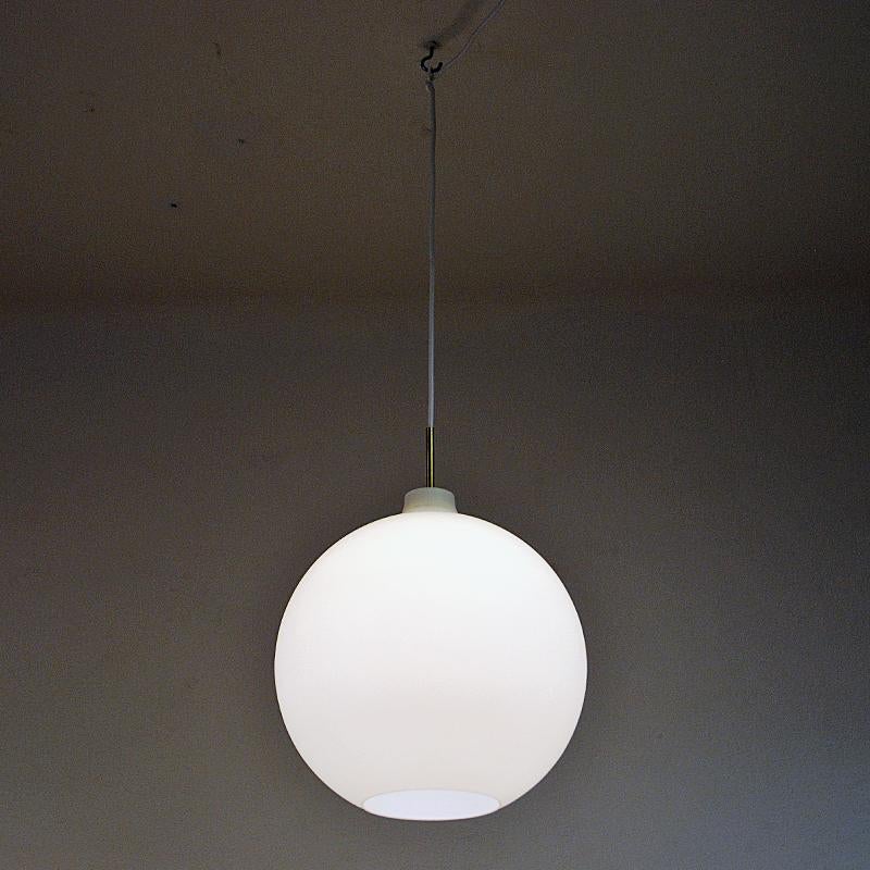 Brass Opalineglass Pendant Satellite by Vilhelm Wohlert for Louis Poulsen, Denmark