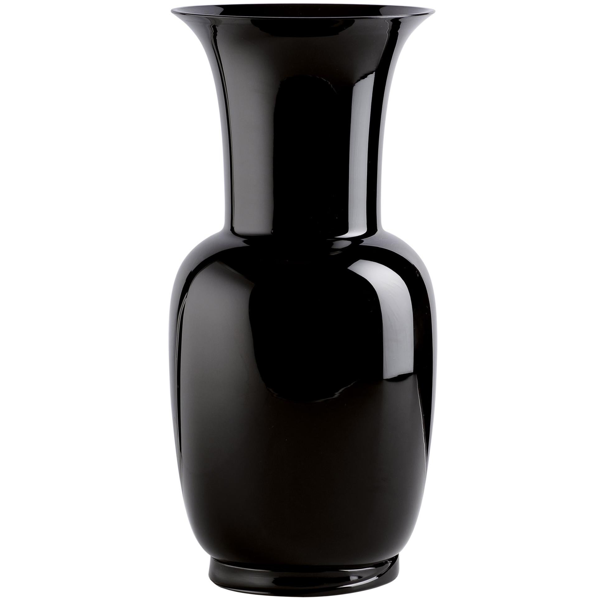 Opalino Glass Vase in Black by Venini