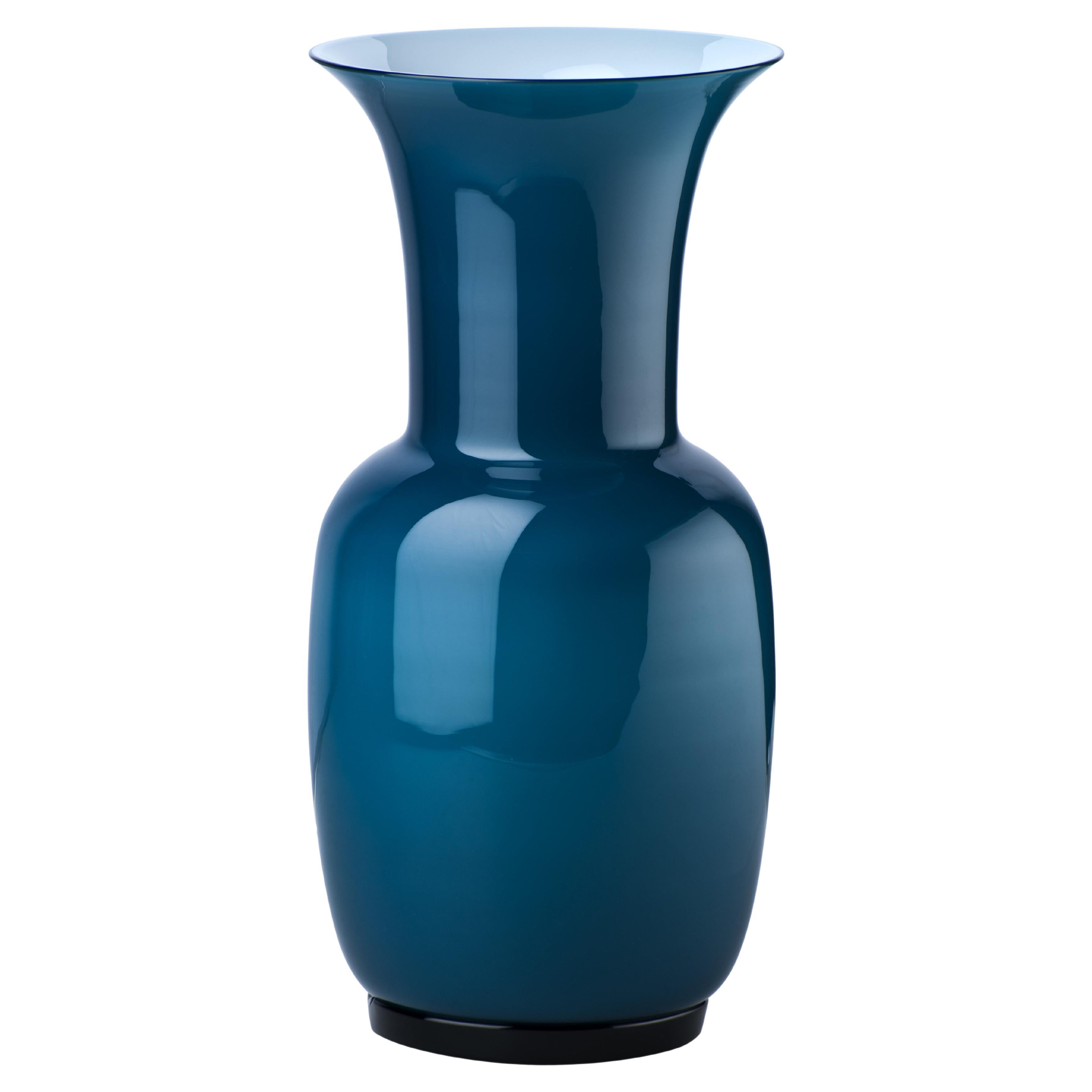 Opalino Glass Vase in Horizon Milk White Inside by Venini For Sale