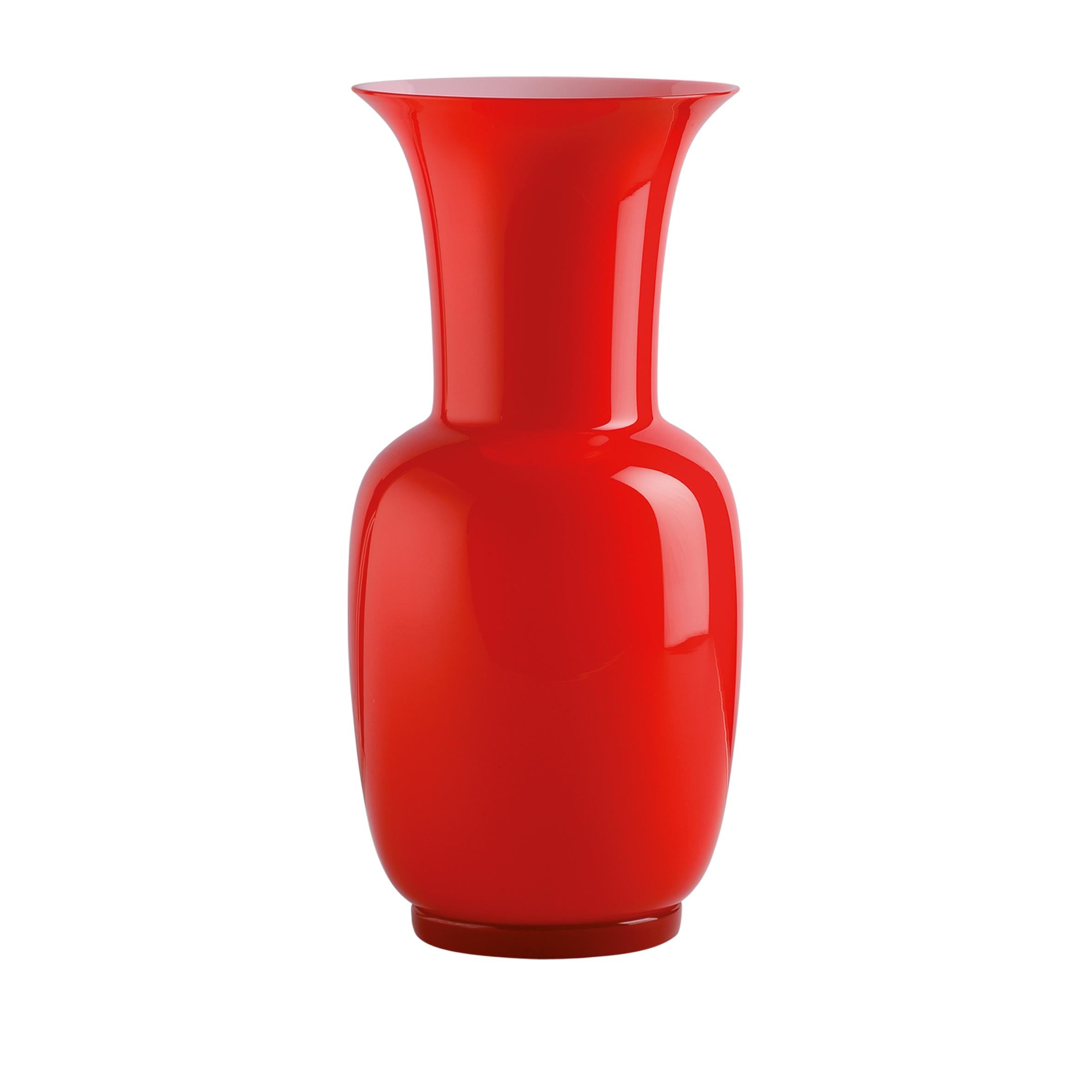 Opalino Glass Vase in Red  Milk White by Venini