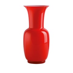 Opalino Glass Vase in Red  Milk White by Venini