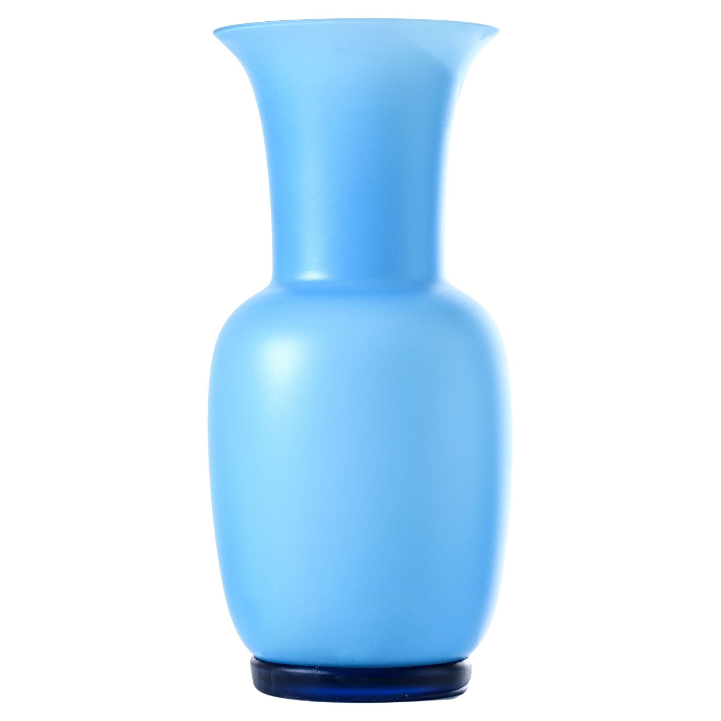 Vase en verre Opalino Sabbiato en acquamarine  par Venini en vente