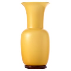 Opalino Sabbiato Glass Vase in Amber by Venini