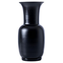 Opalino Sabbiato Glass Vase in Black by Venini