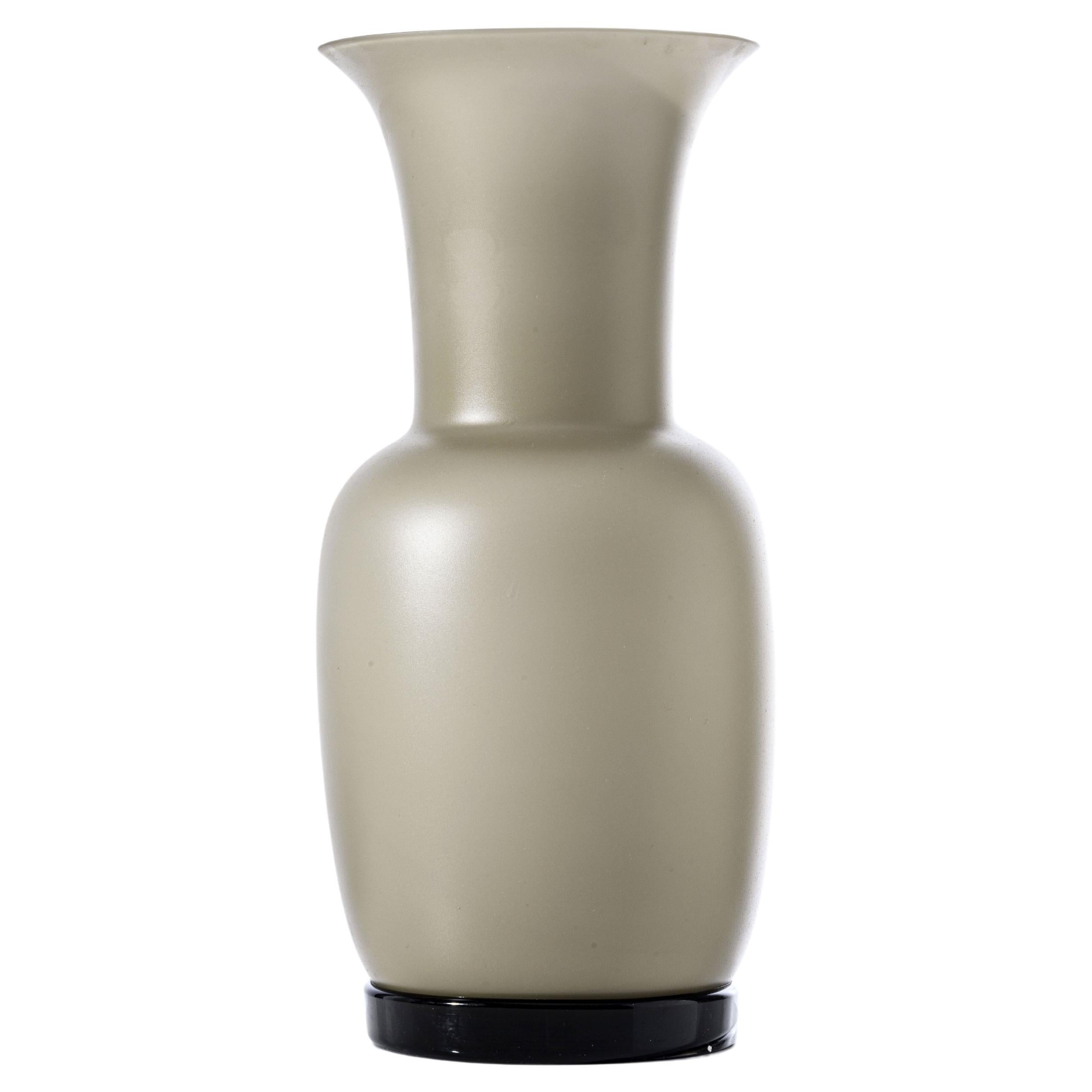 Opalino Sabbiato Glass Vase in Grey by Venini