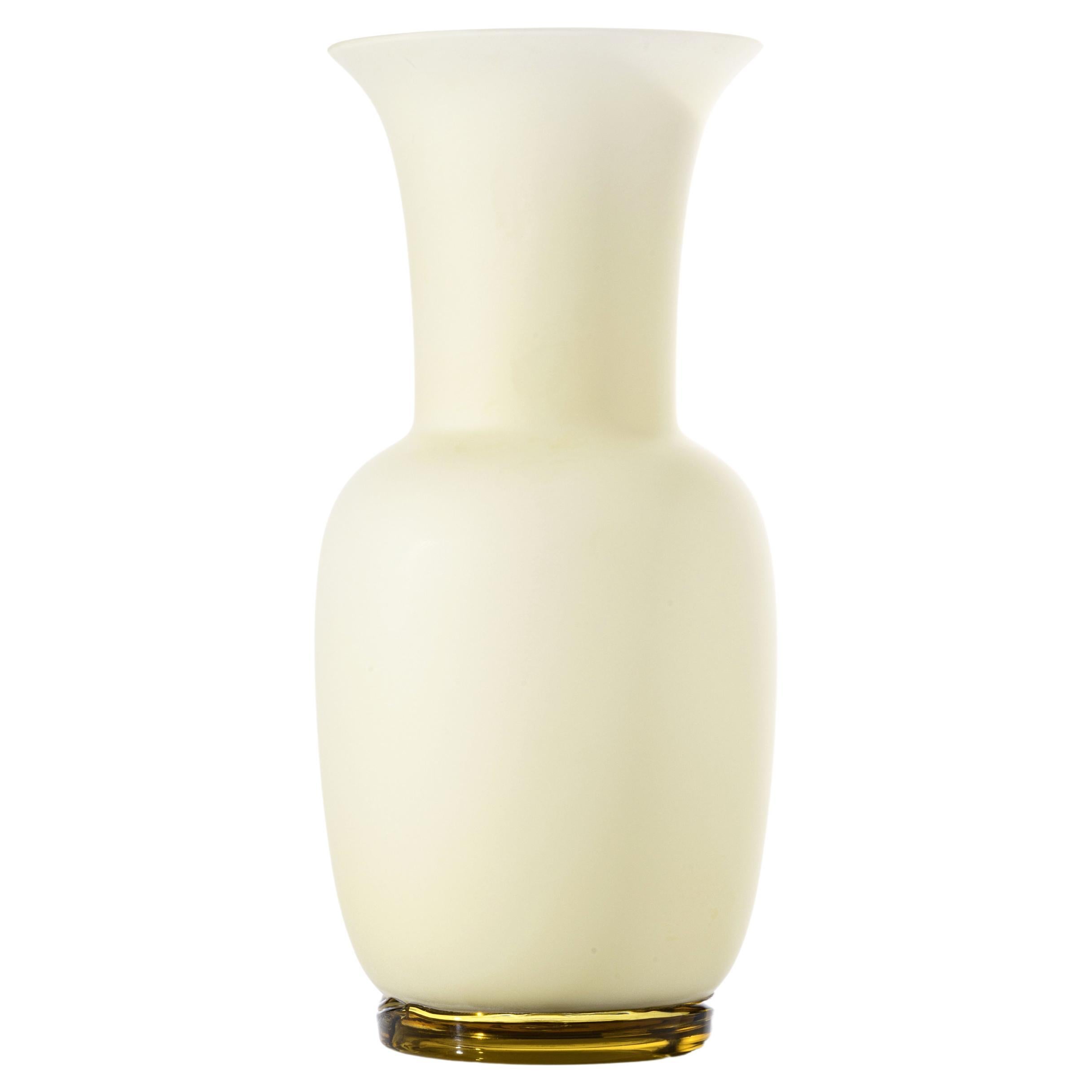 Opalino Sabbiato Glass Vase in Lattimo by Venini For Sale
