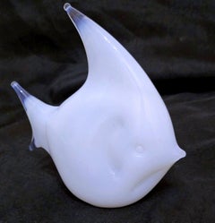 CLEARANCE SALE Mid-Century Modern Opalino/Alabastro Murano Glass Fish Sculpture