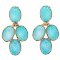 Opalite 18 Karat Yellow Gold Earrings