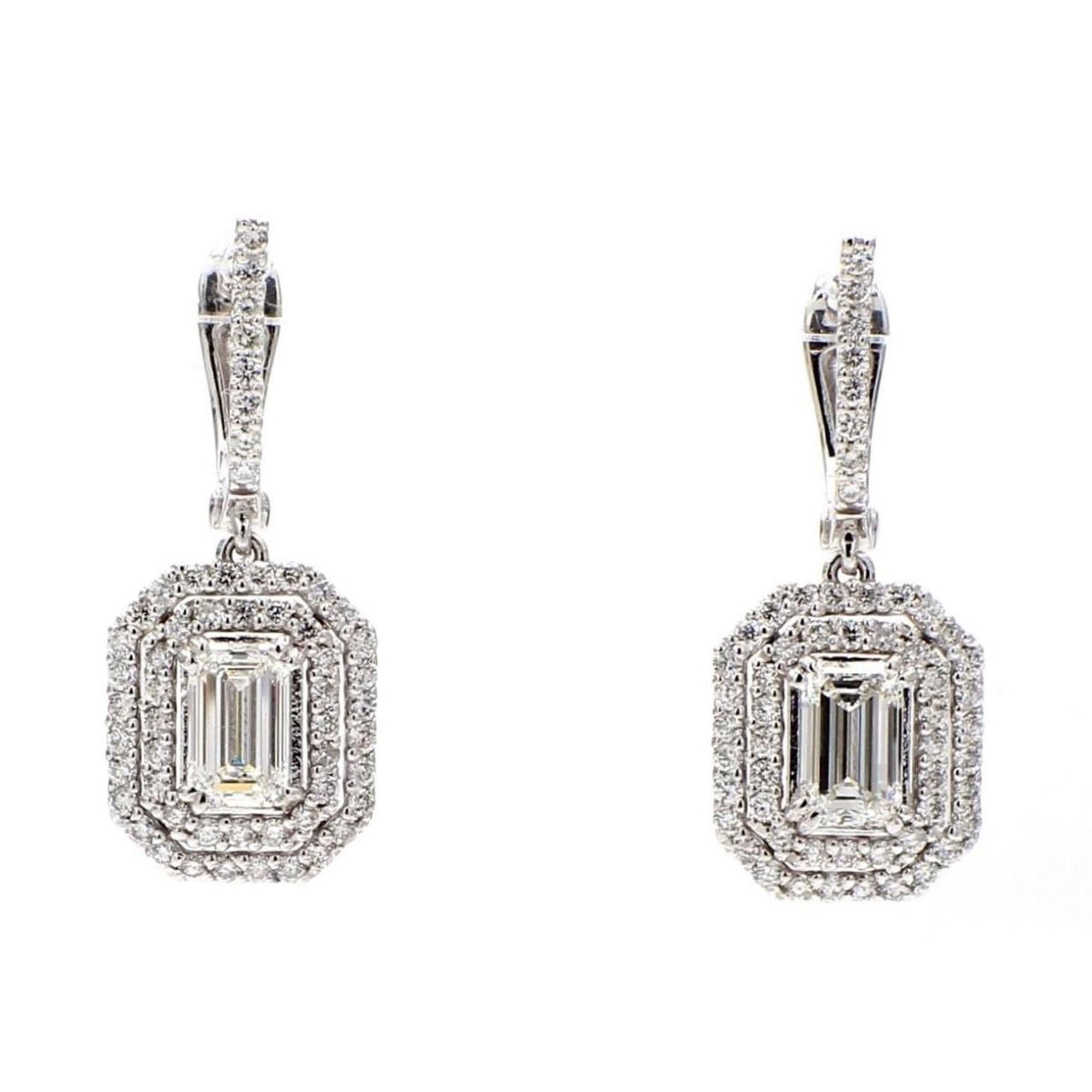 Orecchini Opalize Halo Drop in oro bianco 14K con diamante rotondo