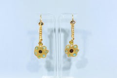 Opals Diamonds Demantoid Garnets 22-21 Karat Gold Dangle Drop Organic Earrings