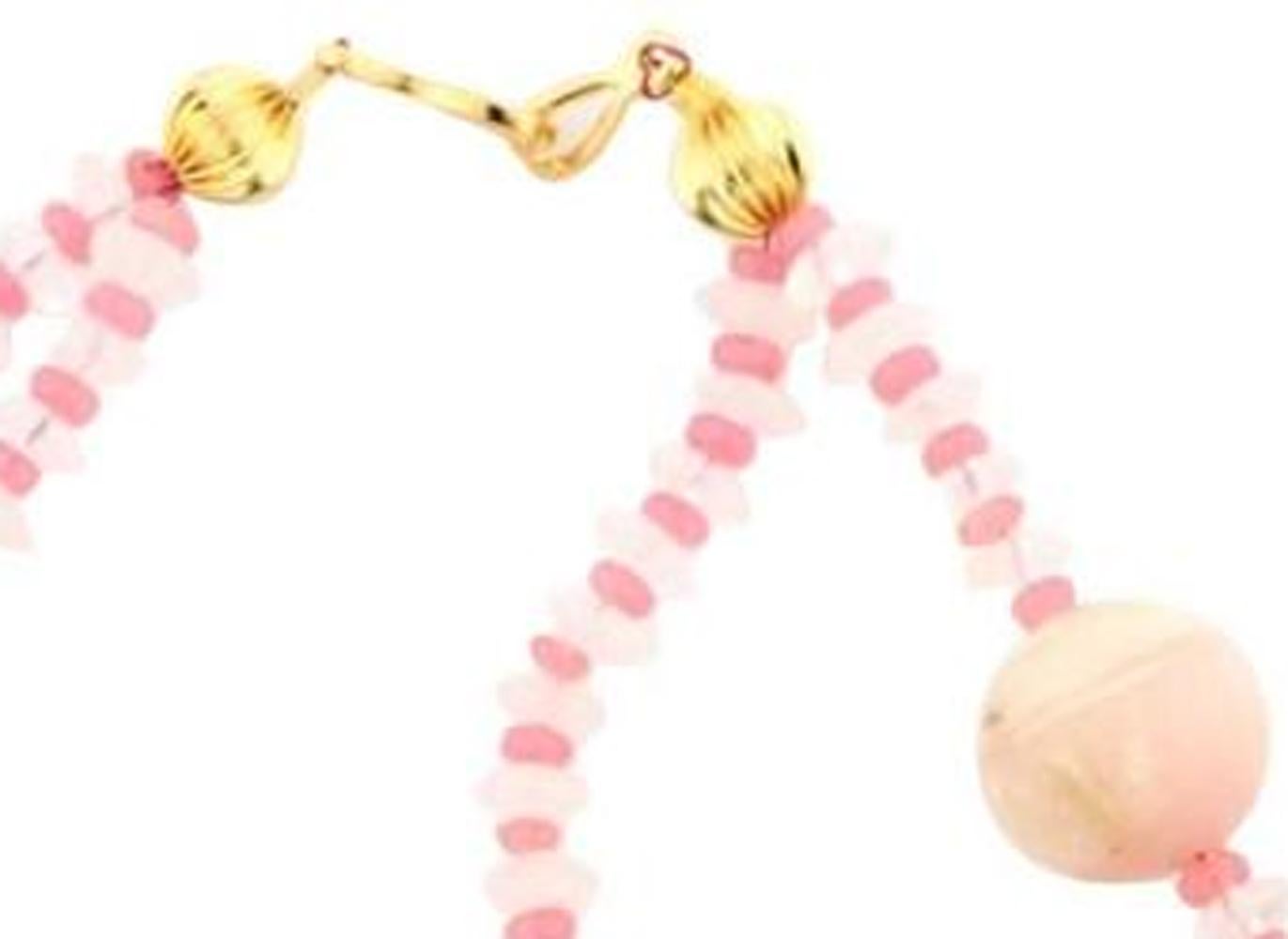 Women's AJD Super Chic Double Strand Peruvian Opals and Rose Quartz Necklace For Sale