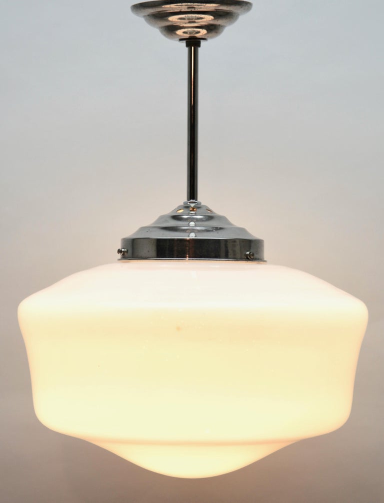 Opaque Glass Art Deco Pendant Ceiling Light For Sale at 1stdibs