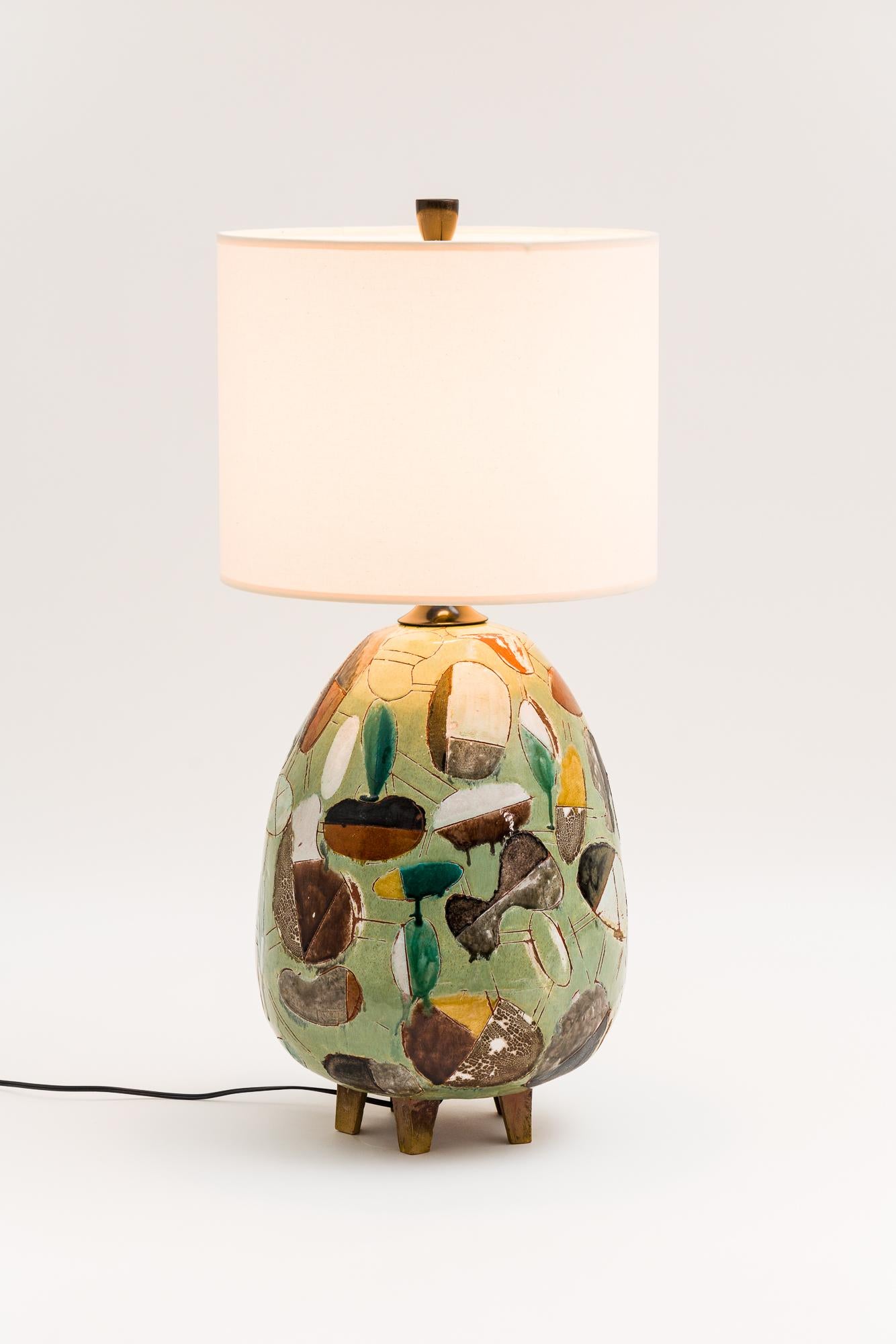 Glazed Christopher Russell, Opaque Green Lamp, USA For Sale