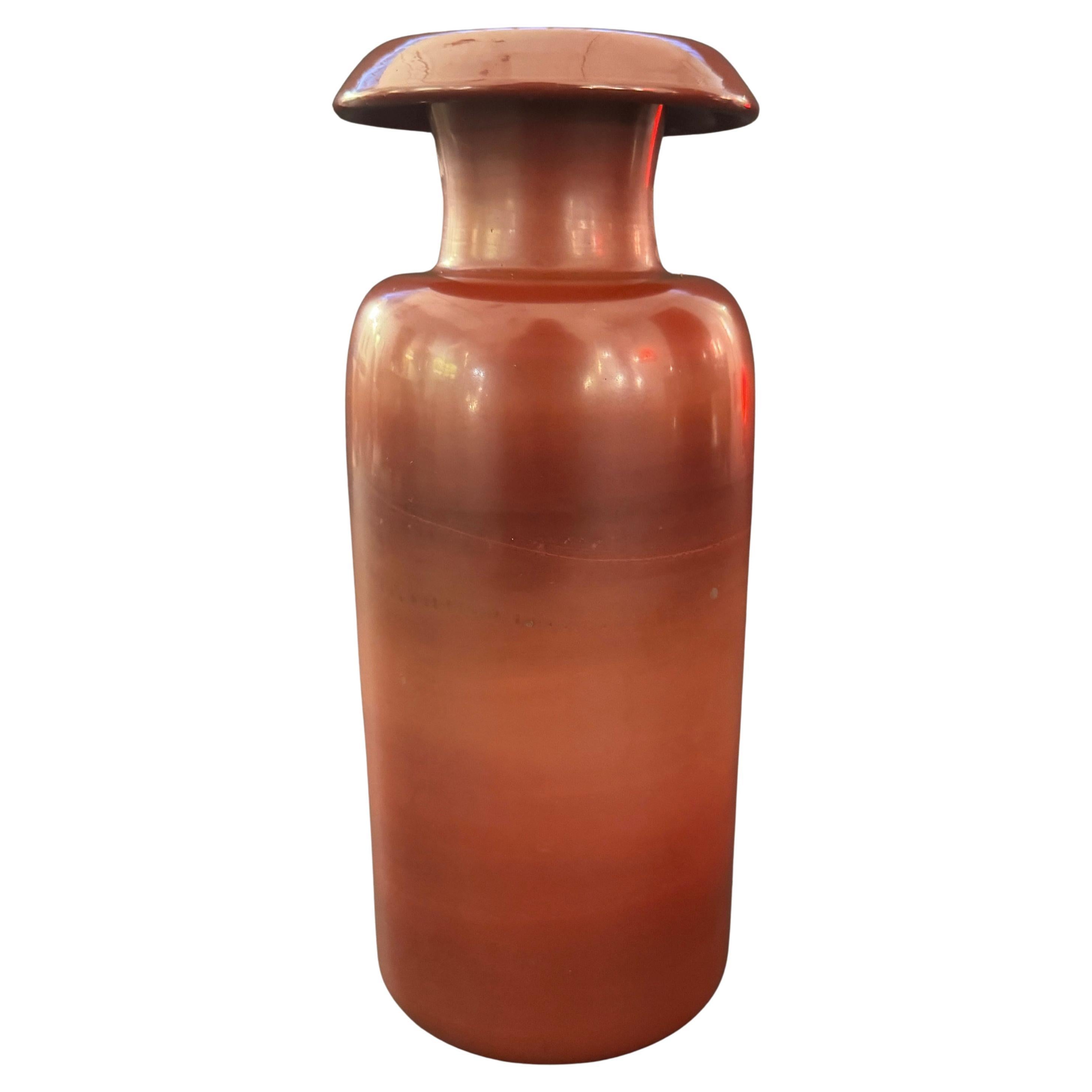 Opaque Pompeiian red glass vase, Italian 1960s