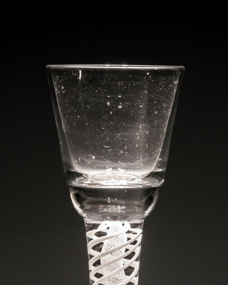Mid-18th Century Opaque Twist Cordial Glass For Sale