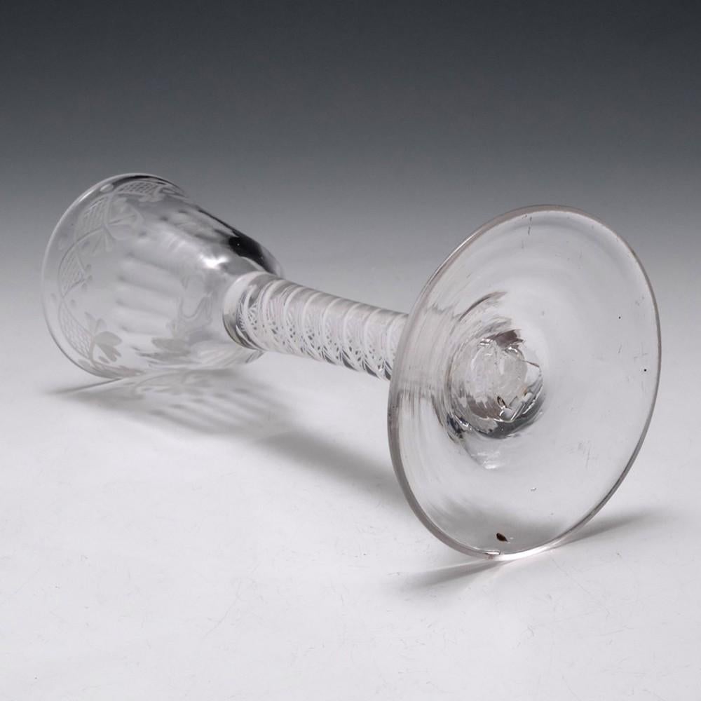 English Opaque Twist Georgian Cordial Glass, c1760 For Sale