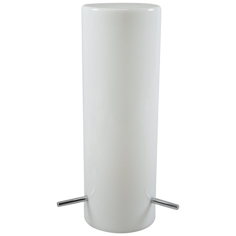 Opaque Vintage White Glass Cylinder, White Cylindrical Table Lamp