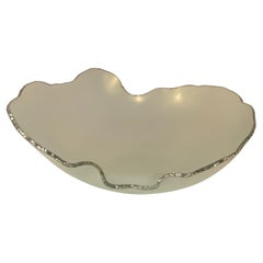 Opaque with Silver Edges Free Form Glass Bowl, Brazil, Contemporary