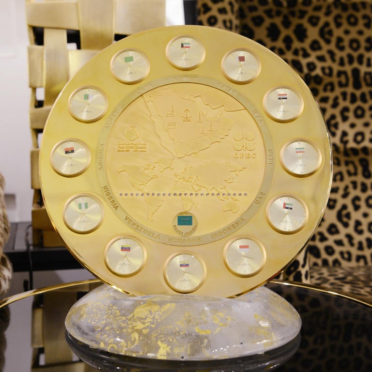 Italian OPEC Gold Clock For Sale