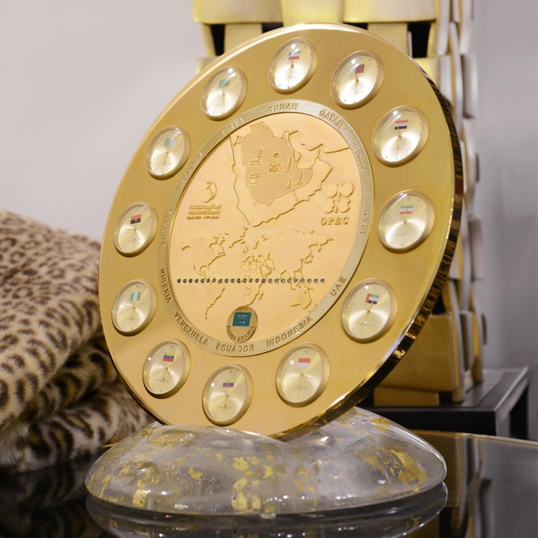 Hand-Crafted OPEC Gold Clock For Sale