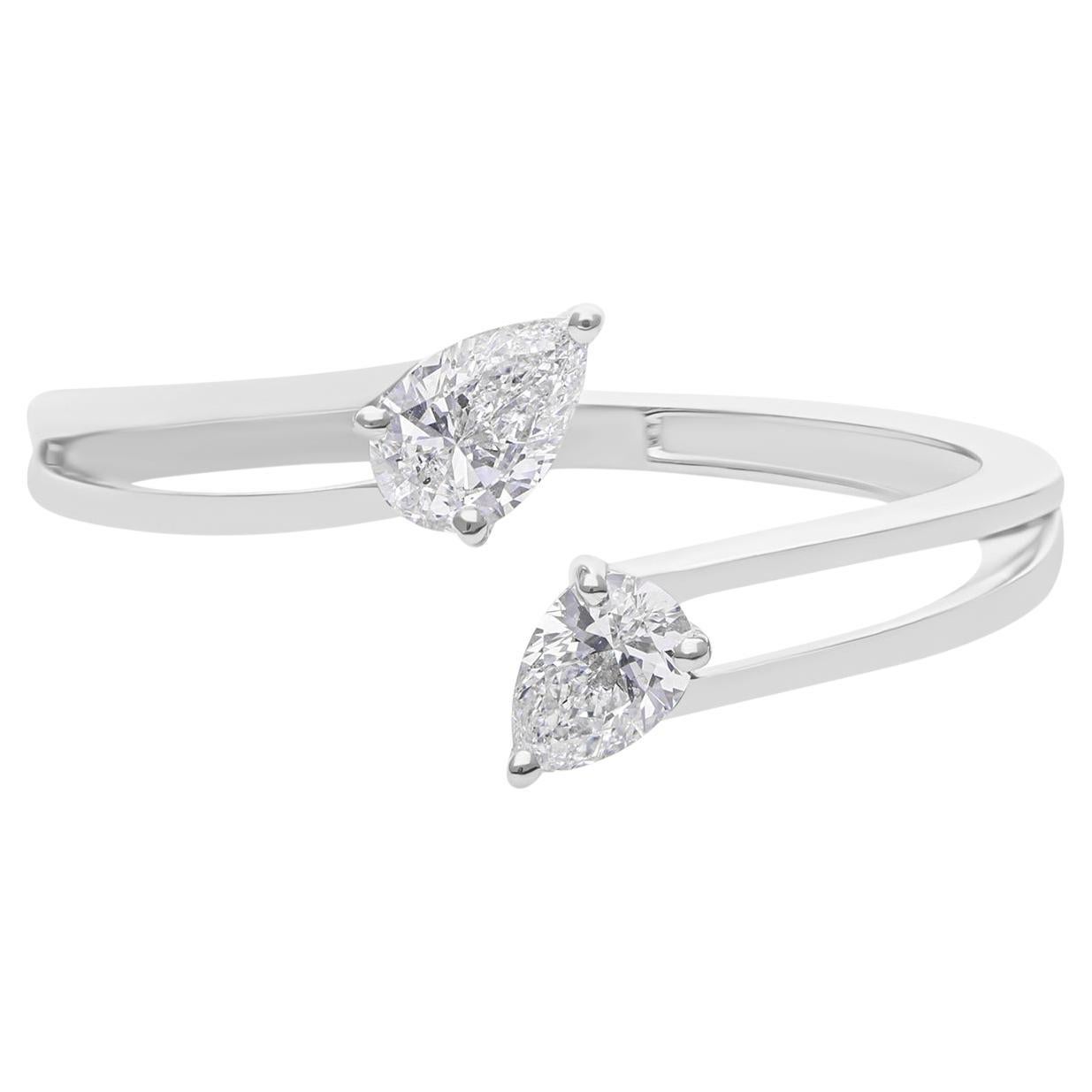 For Sale:  Open 0.39cts Diamond Toi et Moi Ring in 14k White Gold Two Stone Engagement Ring