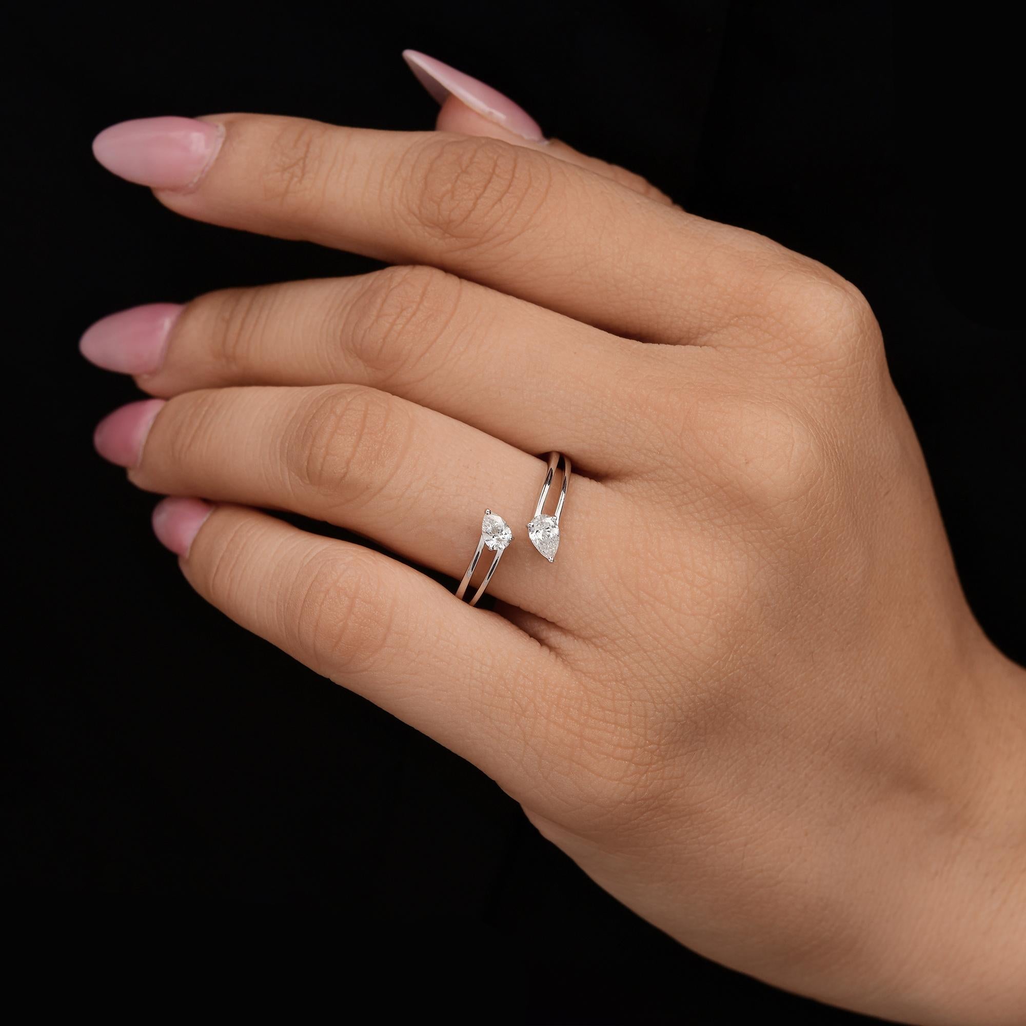 For Sale:  Open 0.39cts Diamond Toi et Moi Ring in 18k White Gold Two Stone Engagement Ring 2