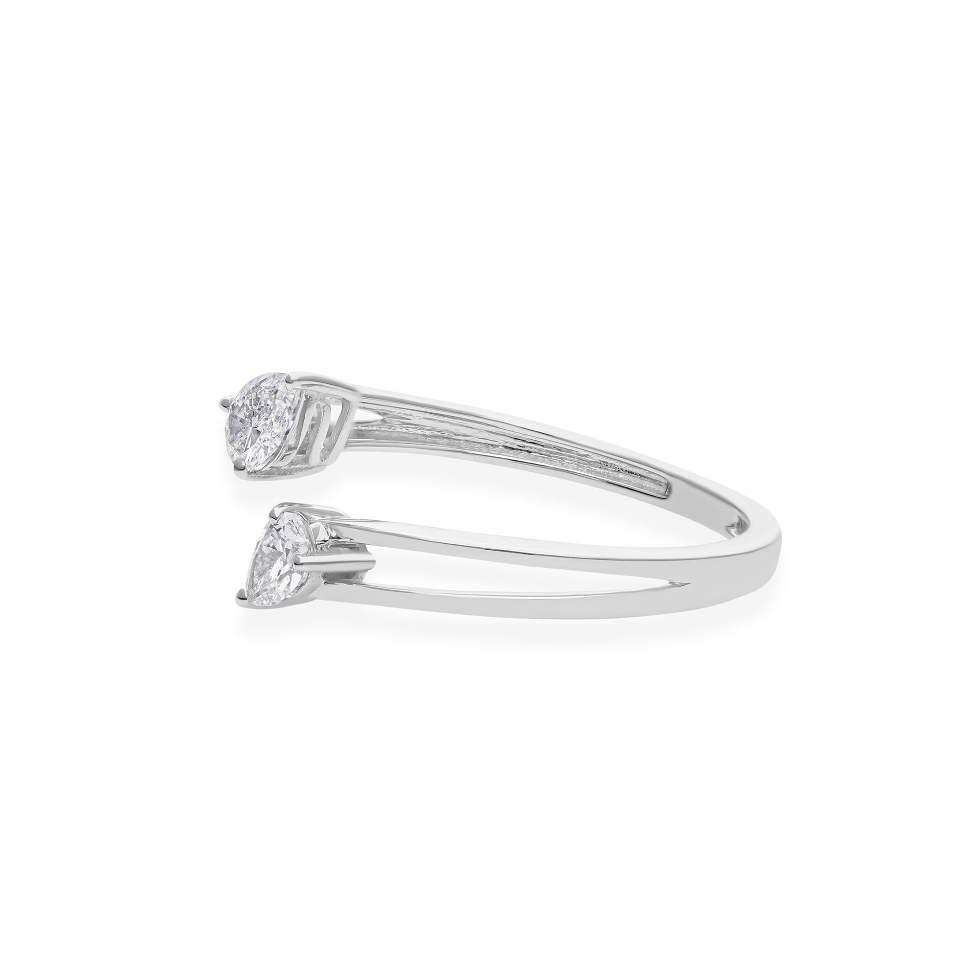 For Sale:  Open 0.39cts Diamond Toi et Moi Ring in 18k White Gold Two Stone Engagement Ring 5